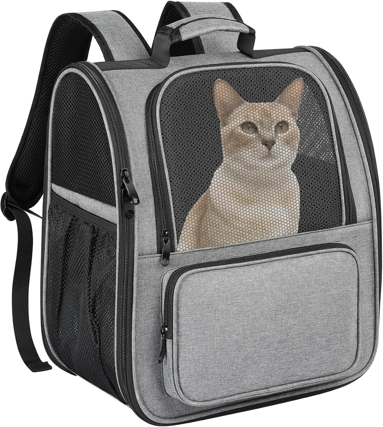 Cat Backpack Carrier, Expandable Pet Carrier Backpack Foldable Designed for Travel Airline-Approved,Breathable Mesh Dog Carrier Backpack for Small Cats Dogs Car,Outdoor,Hiking,Camping image number 1