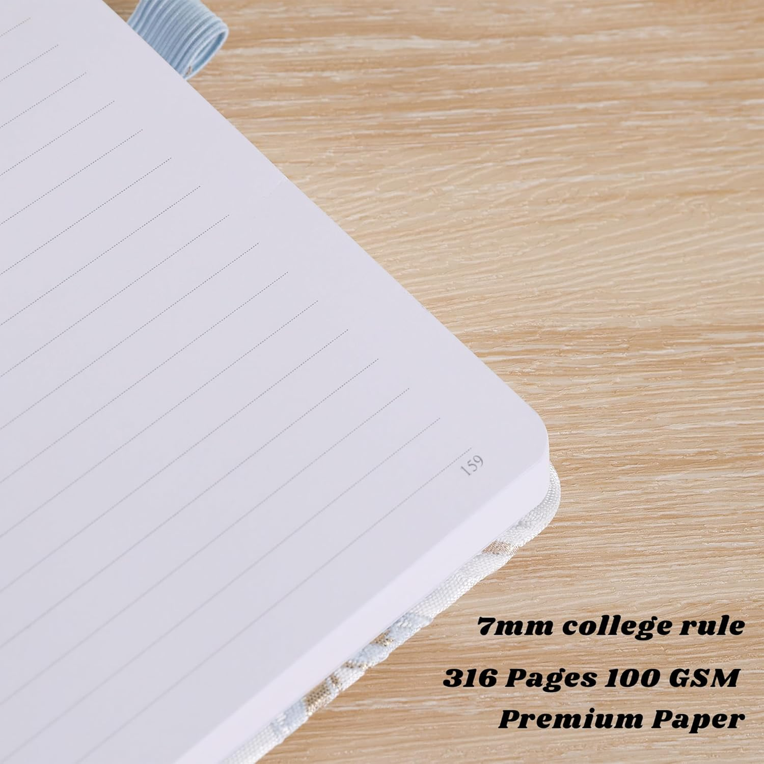 TIEFOSSI A5 Embroidered Fabric Journal for Women Men, College Ruled Journals for Writing, Butterfly Hardcover Notebooks for Work Business Home School - Blue image number 2