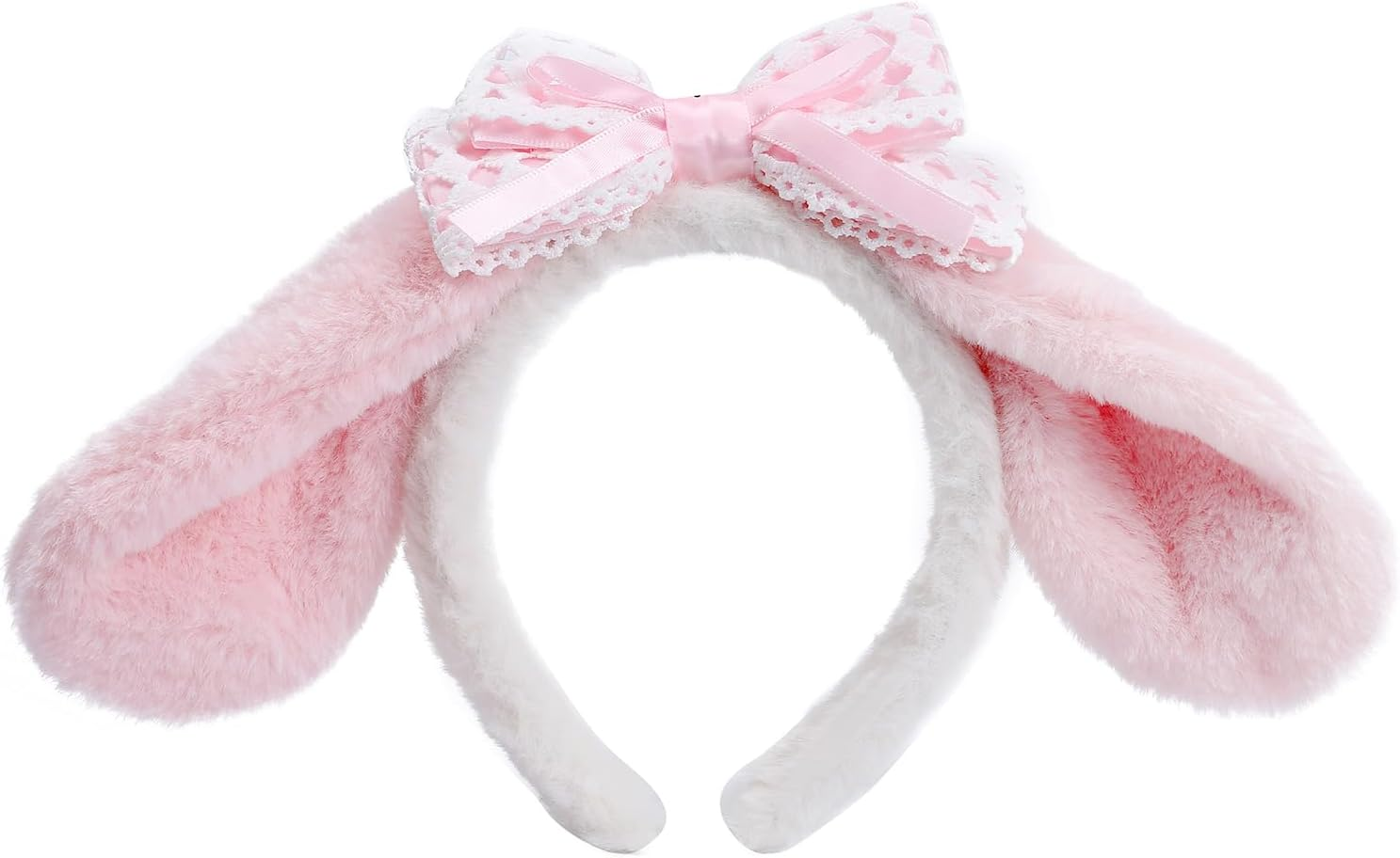 Bunny Ears Headband Furry Rabbit Puppy Dog Ears Headband Cute JK Bowknot Headwear for Facial Makeup Costume