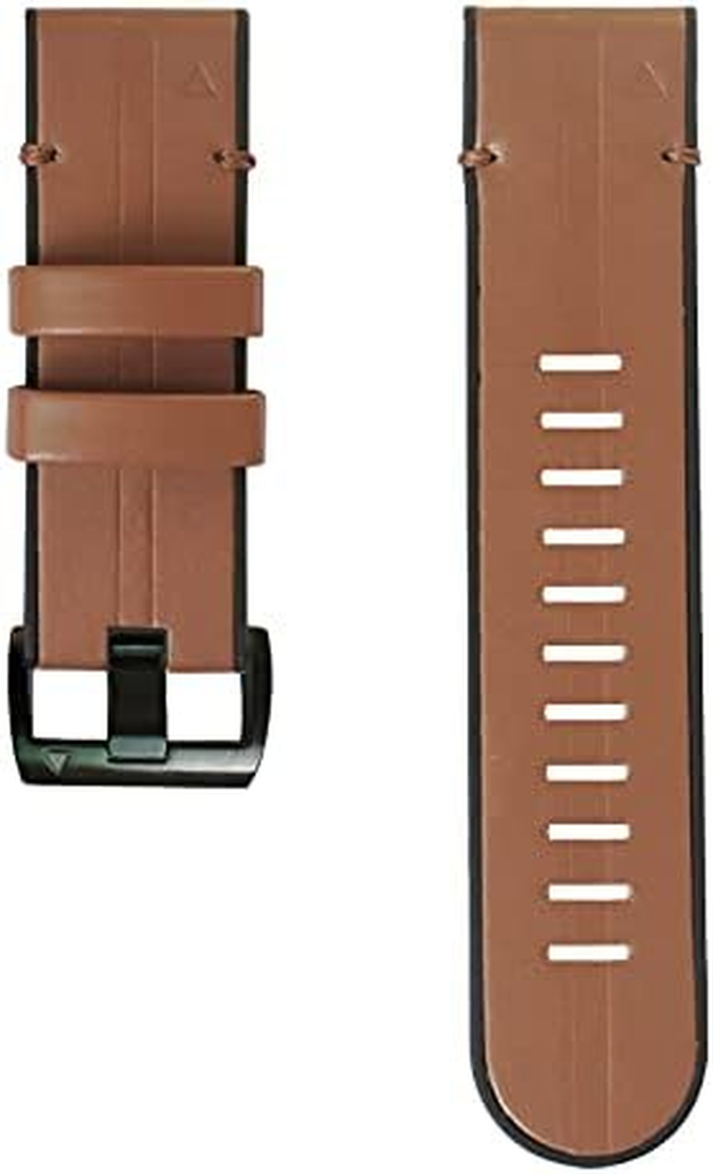 Fleshy Leaf 22Mm Quick Release Band for Garmin - Compatible with Fenix 8 47Mm / Epix Pro 47Mm, Fenix 7/6/6 Pro/5/5 Plus, Approach S60/S62, Forerunner 935/945 | Soft Genuine Leather & Hybrid Silicone, Sweatproof - Black image number 6