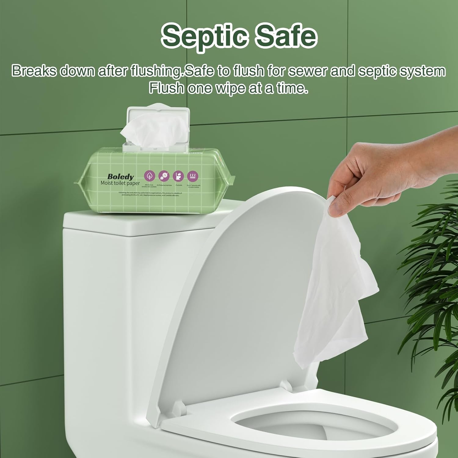 480 Count Flushable Wipes Easy to Flush Wet Wipes for Sensitive Skin 100% Plant-Based Powerful Cleaning Natural Formula Portable Moist Toilet Paper Biodegradable Moist Tissues (Pack of 6) image number 5