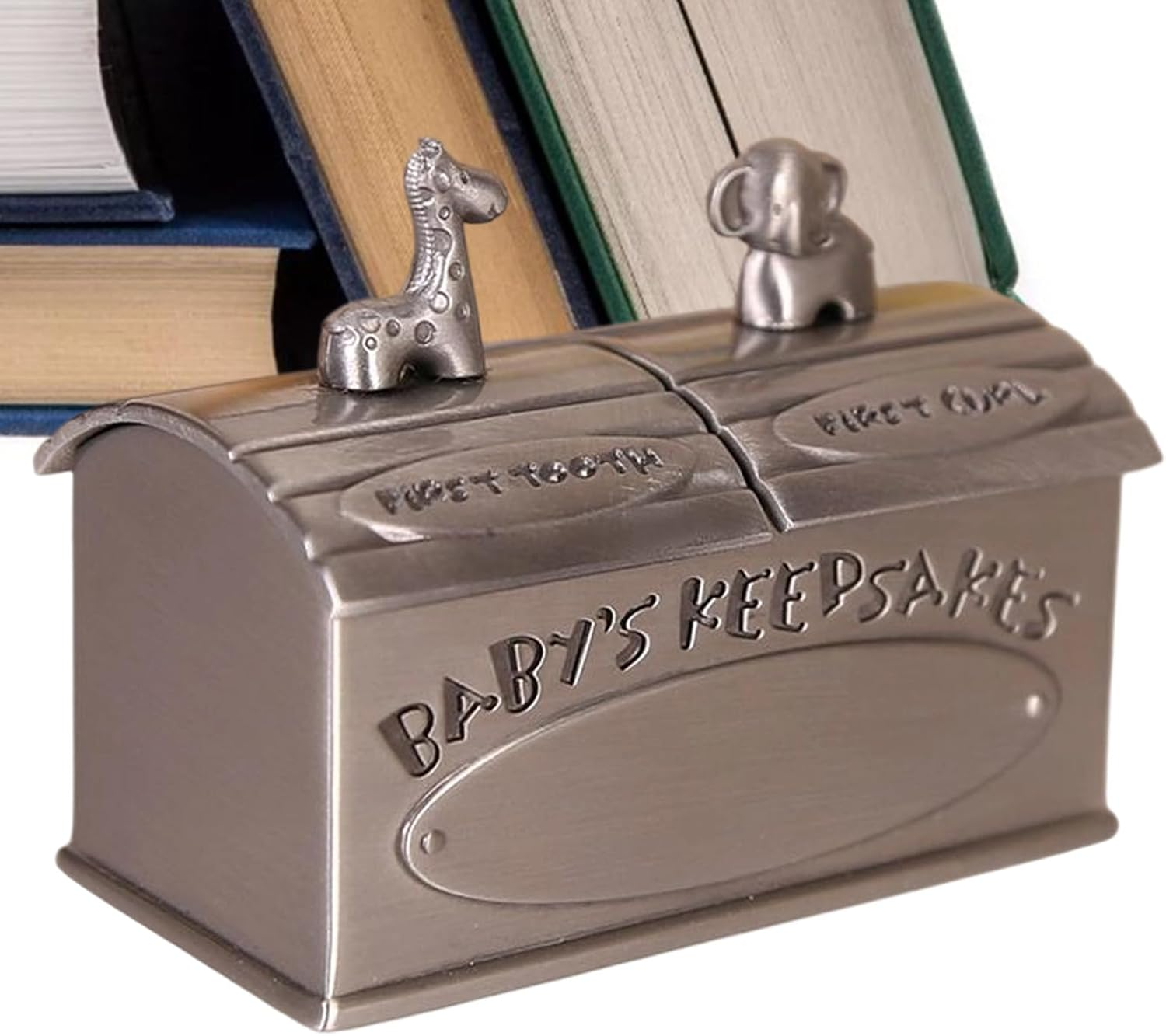 First Tooth Keepsake Box,Zinc Alloy Tooth Fairy Box Cute Animal Design - Elegant Memory Tin for Children Toddler Girls Baby Kid Birthday Shower