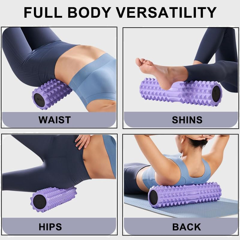 Trigger Point Foam Roller for Muscle Massage in Gym | Deep Tissue Foam Roller for Back Pain | Gym Massage Roller for Legs for Runners - Black image number 5