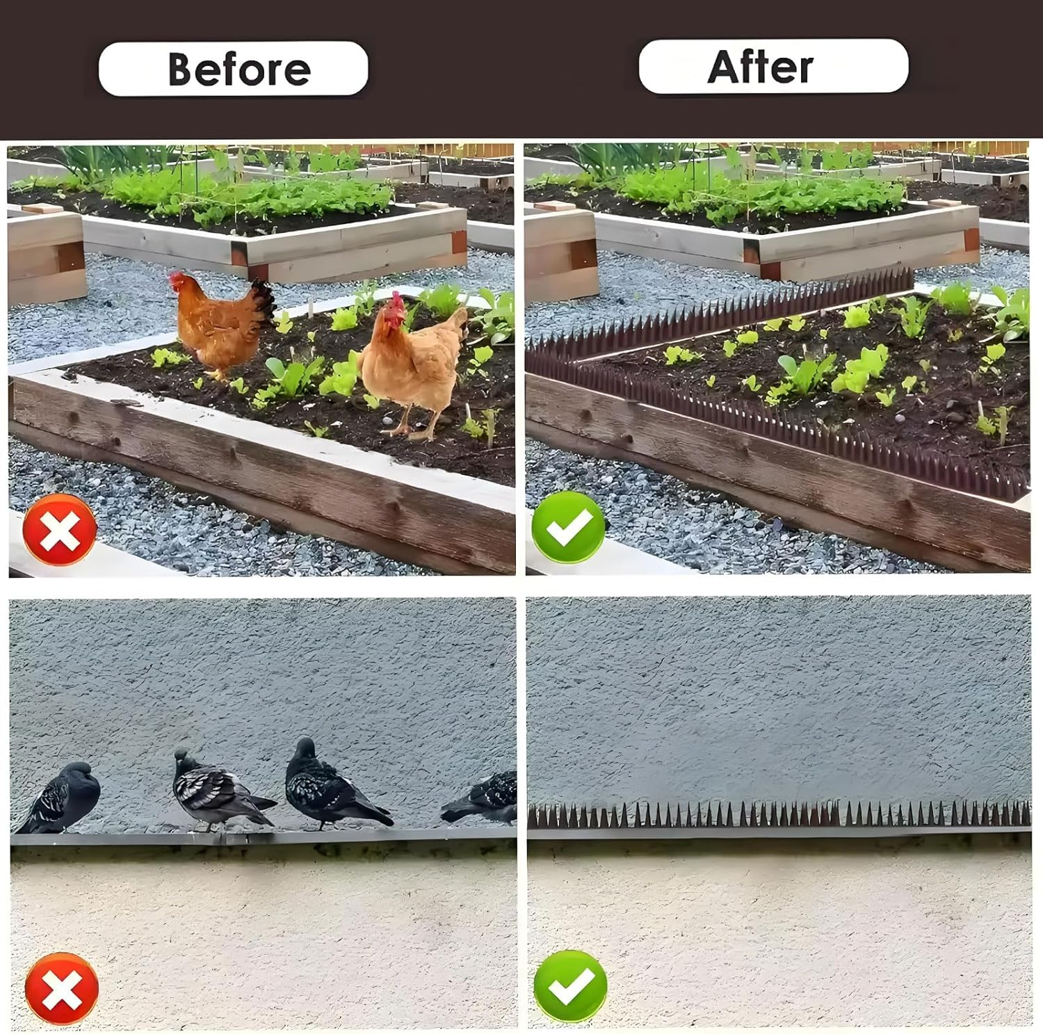 12 Pack Bird Spikes,Outdoor Pigeon Spikes,Plastic Animal Repellent Spikes for Cats,Anti Bird Defender Spikes Outdoor for outside to Keep Birds Away Pigeon Crow Squirrel Raccoon Cat Animal image number 6