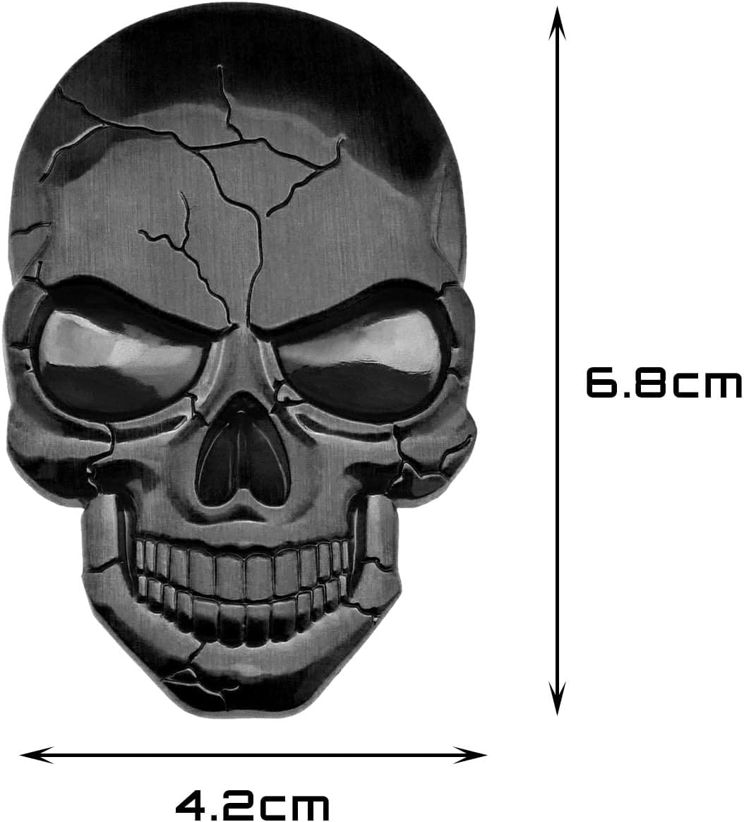 SING F LTD 3D Metal Decal Skull Punisher Vehicle Sticker Waterproof Decoration Logo Cranium Emblem Badge Decal for Car Truck Motorcycle Refrigerator Computer Door Titanium Black image number 4
