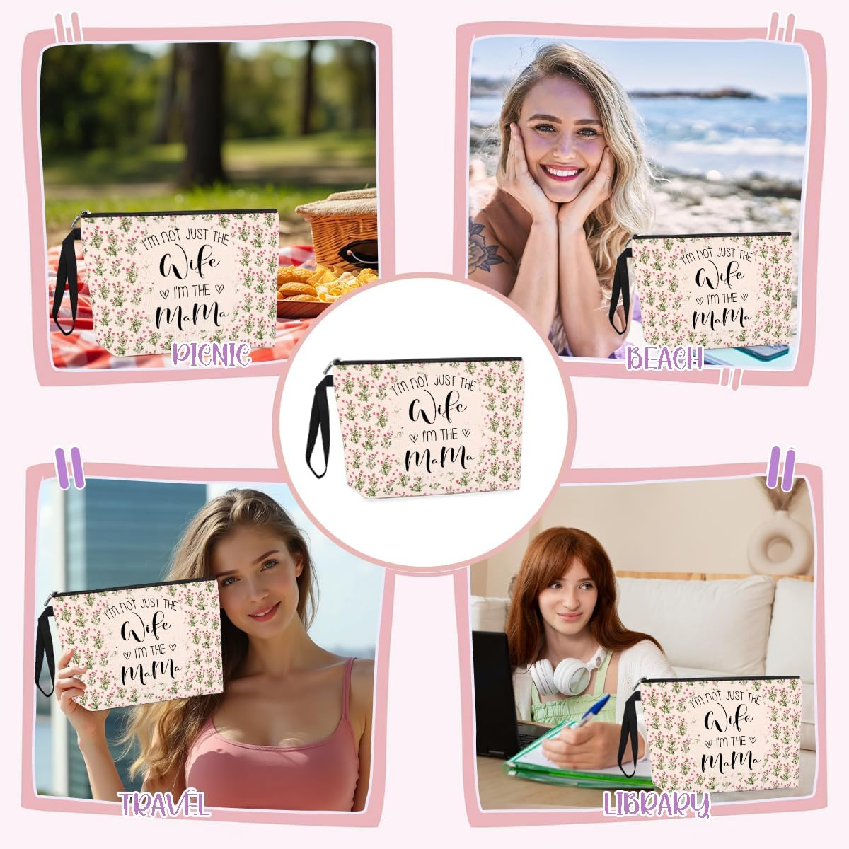 IAXIC Makeup Bag1198, Mom 2, 9.4*6.9 Inches image number 3