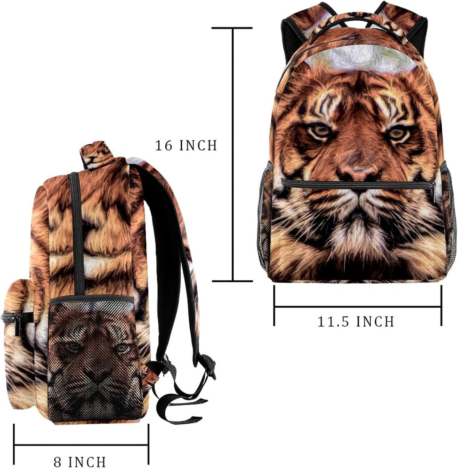 Art Painting Tiger Backpack Students Shoulder Bags Travel Bag College School Tote Backpacks image number 4
