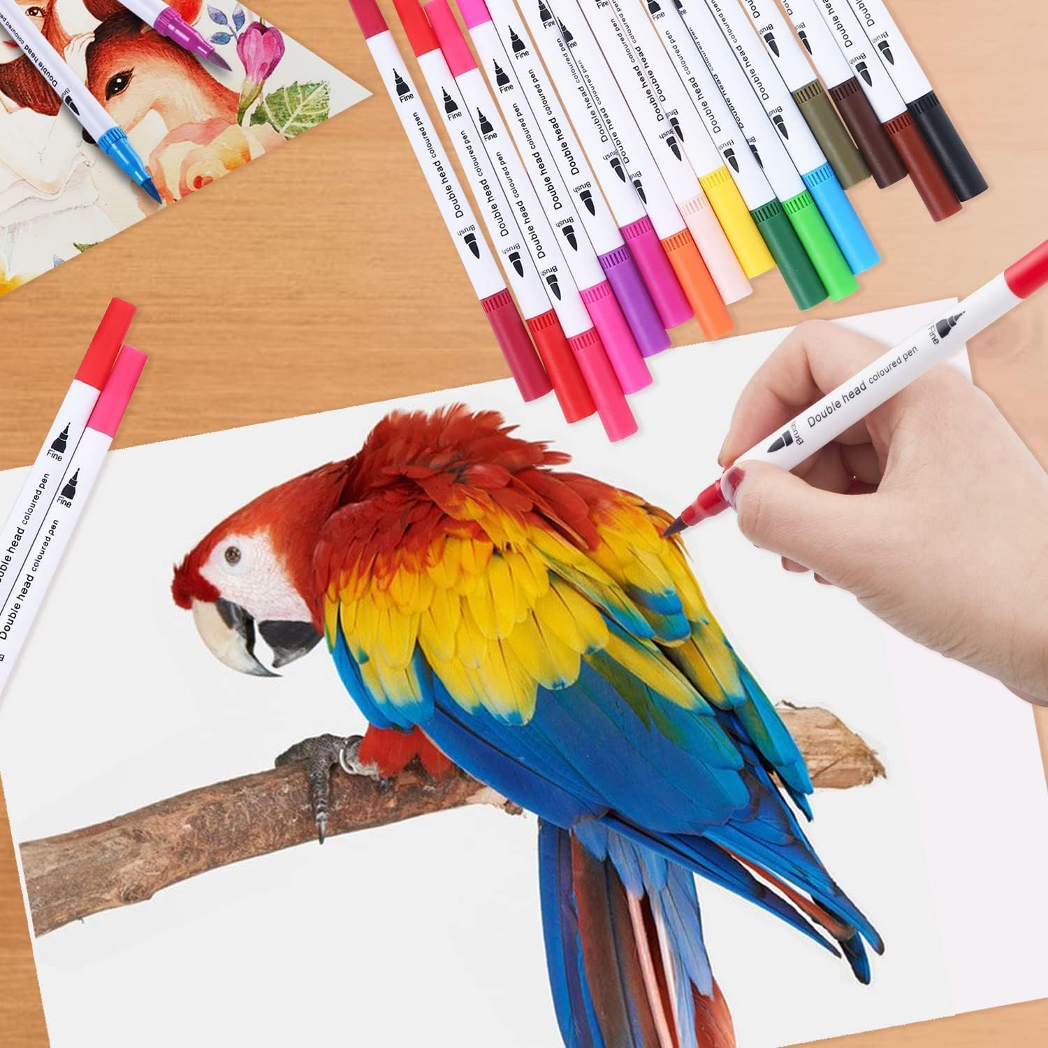 100 Colors Art Markers for Coloring,Coloring Pens,Dual Brush Tip Markers for Kids Adult Drawing,Fine Tip Pens for Art,Journaling,Doodling & Lettering image number 1