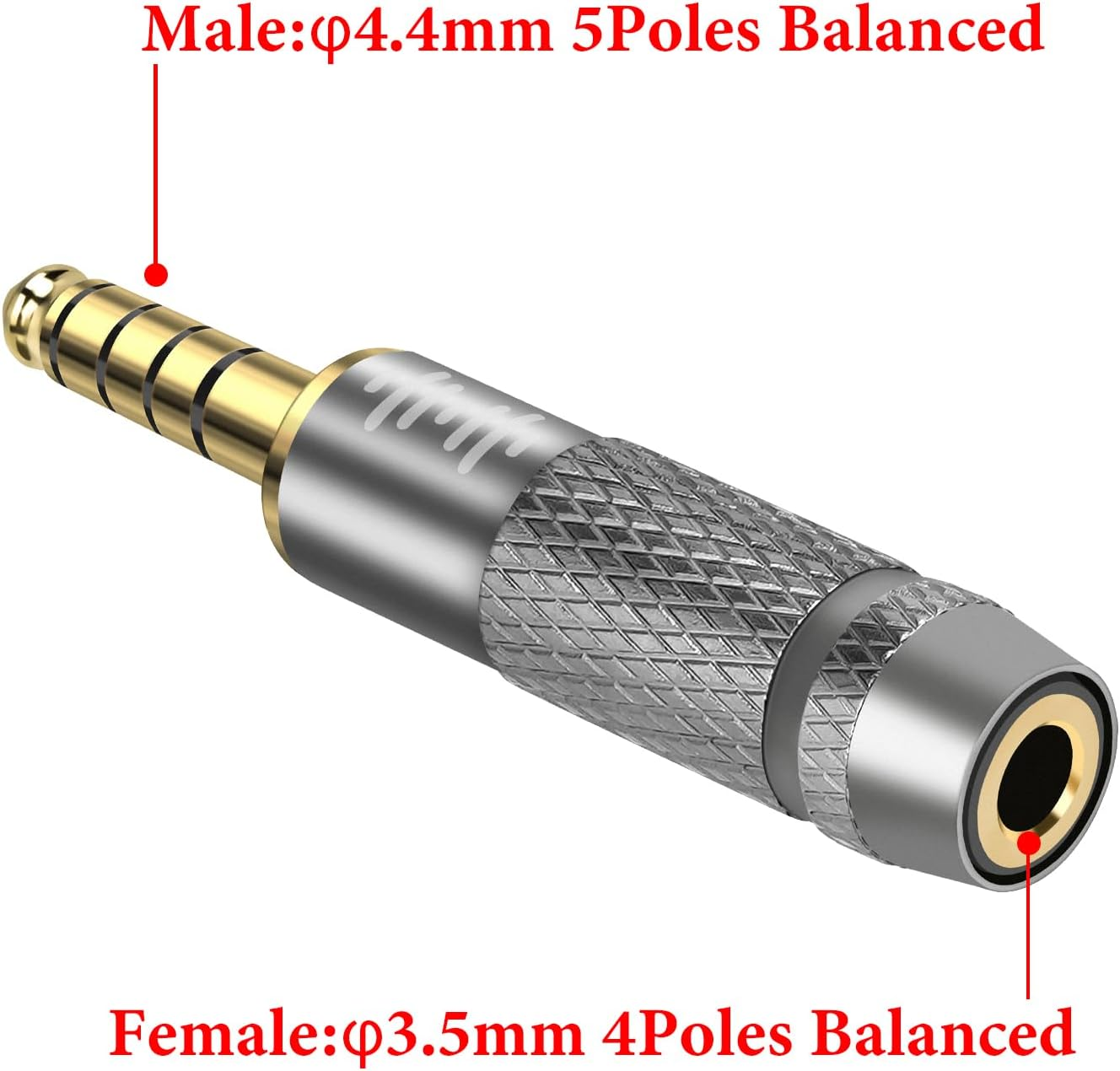 Geekria 4.4Mm to 3.5Mm Balanced Headphones Adapter Converter for 3.5Mm 4-Pole Cable to 4.4Mm Player Device, Durable Aluminum Alloy Conversion Audio Plug, Gold Plated