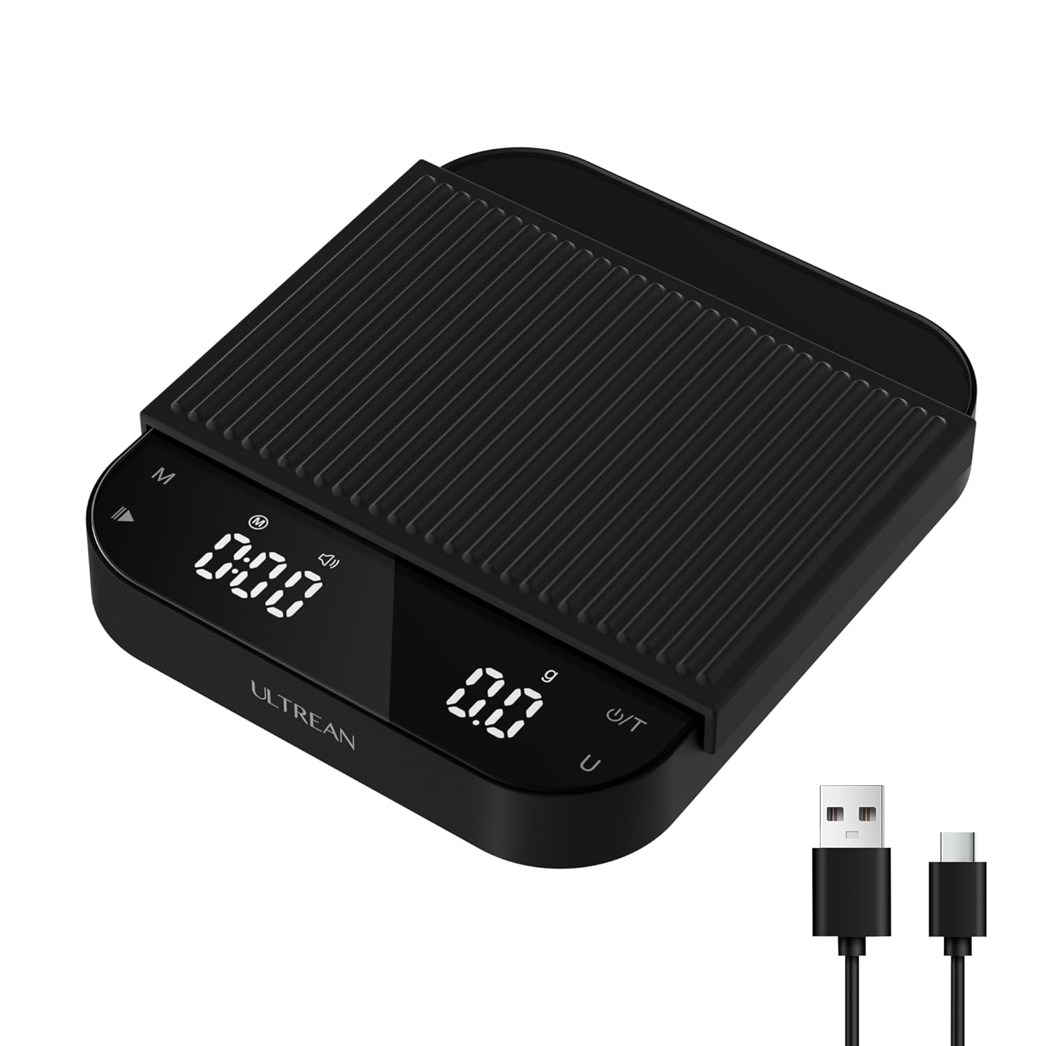 Ultrean Coffee Scale with Timer, 3Kg/0.1G High Precision Drip Espresso Scale with Auto Tare, Rechargeable Kitchen Food Scale with Digital LED, Touch Sensor and Silicone Cover, 6 Units, Black