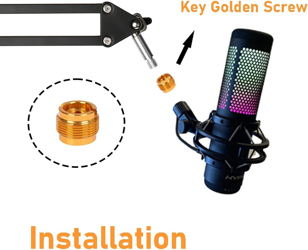 For Hyperx Quadcast S Mic Boom Arm, Quadcast Microphone Adjustable Stand Compatible with Hyperx Microphone - White Boom Arm image number 5