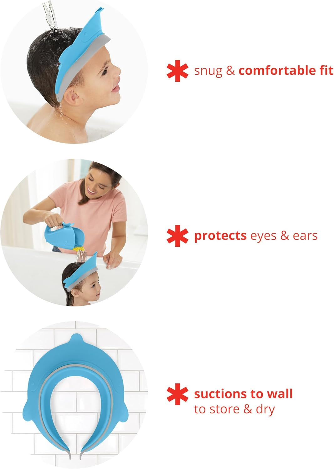 Skip Hop Baby Shower Cap Shield, Moby Bath Visor for Baby and Kids 9M +, Blue