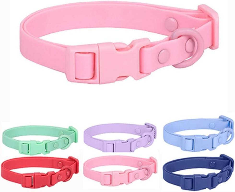Waterproof Dog Collar with Buckle, Cute Soft Bioothan Silicone Plastic PVC Rubber Washable Quick Release Durable Collars for Small Medium Large Breeds image number 2
