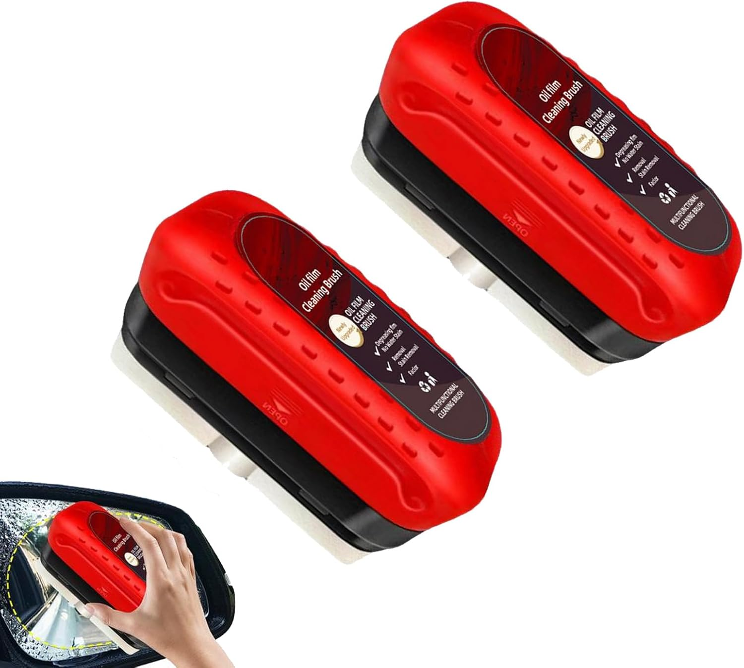 Windscreen Cleaner, 2 Pcs Car Window Cleaner, Car Glass Cleaner, Oil Film Cleaning Brush, Glass Oil Film Remover for Front Windprotects and Side Windows, Water Stains, Easily Restore Glass Clarity