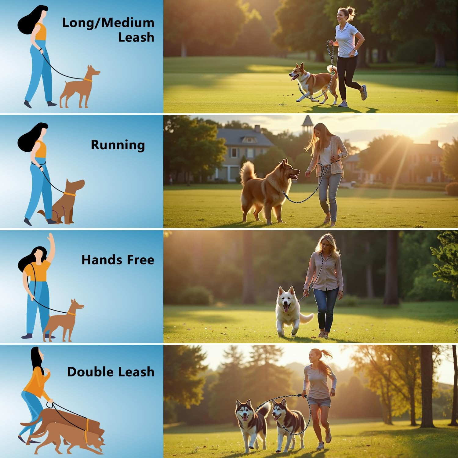 Double Dog Lead for Large Dogs, Nylon, round and Bite-Proof with 2 Carabiners, 3.4 M (Length) X 14 Mm, Black