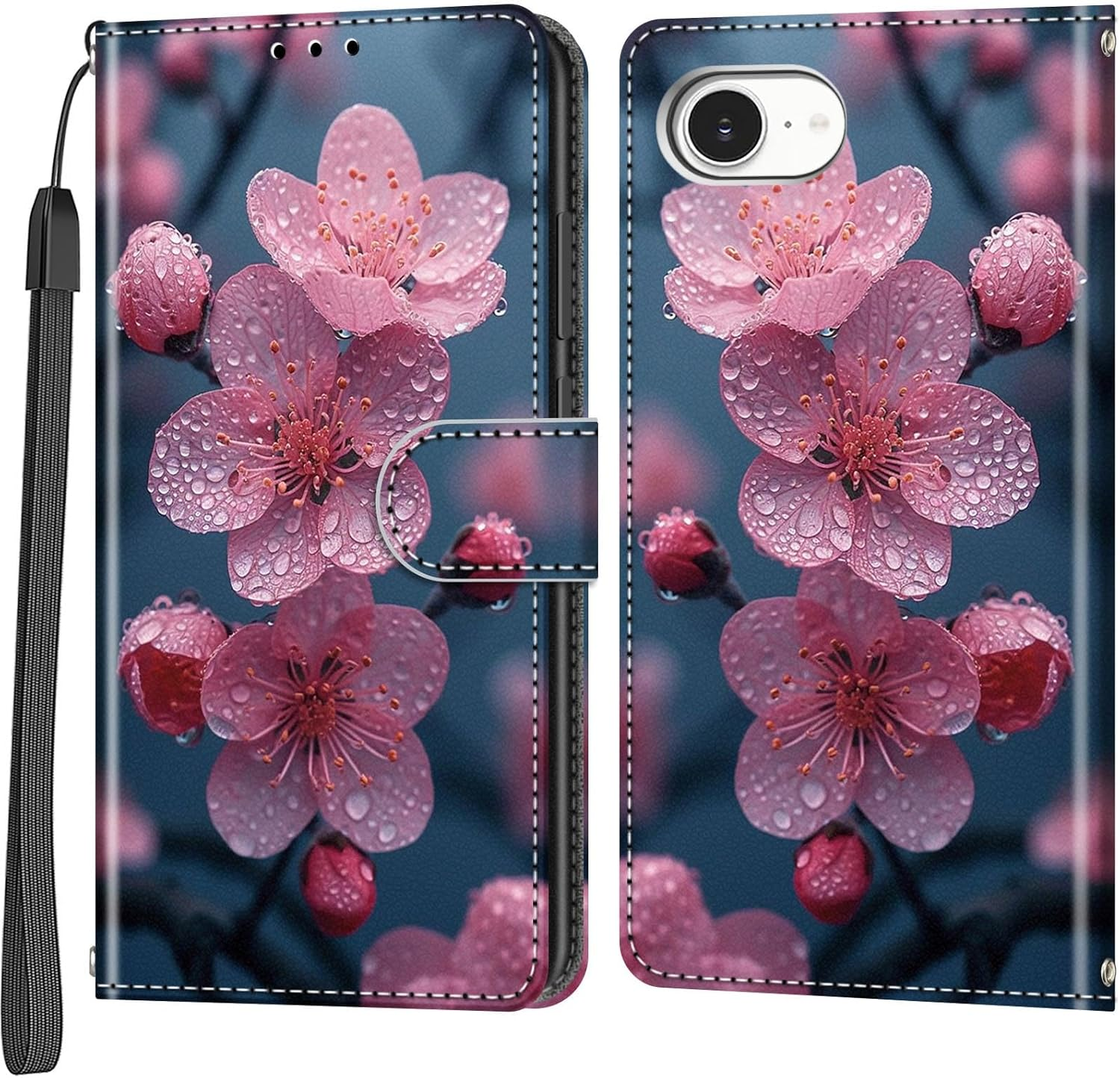 Mobile Phone Case for Iphone 16E Cases Premium Leather Case Foldable Wallet Magnetic Card Slot Stand Function Protective Case Compatible with Iphone 16E Cover, Flower - Pic: Animal image number 7
