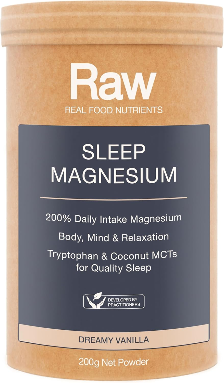 Raw Real Food Nutrients Sleep Magnesium - Dreamy Vanilla, Coconut Mcts, Sustainably Sourced, Vegan, GMO Free, Gluten-Free, 200% RDI, 200G image number 1