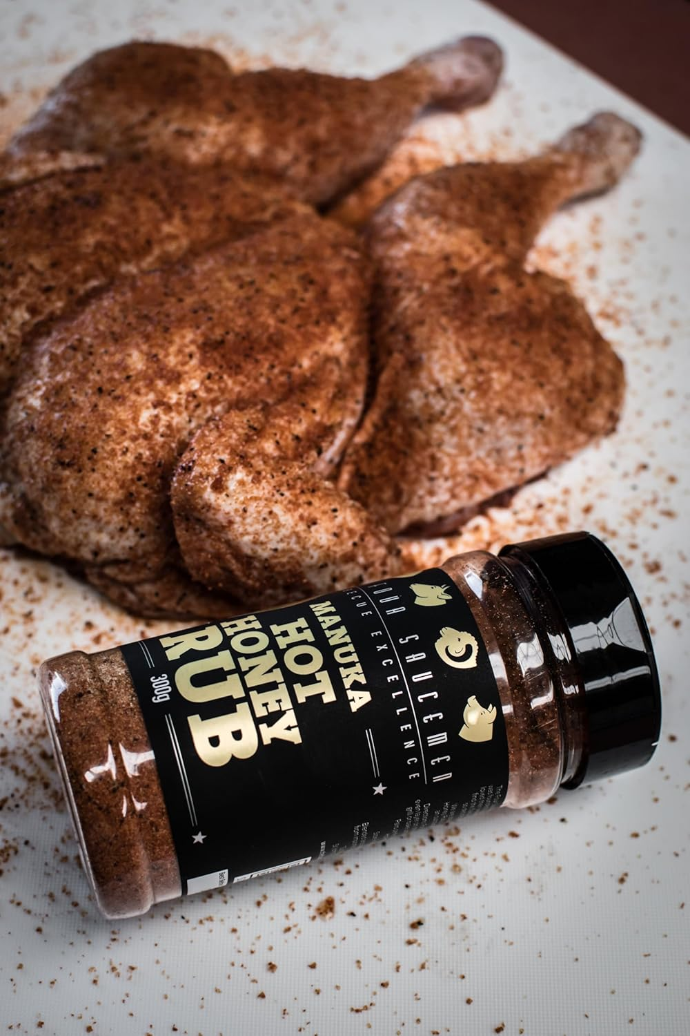 The Four Saucemen New Manuka Hot Honey BBQ Pack - Award-Winning Rib Glaze 500Ml & Rub 300G Shaker Jar Combo for Chicken & Pork image number 4