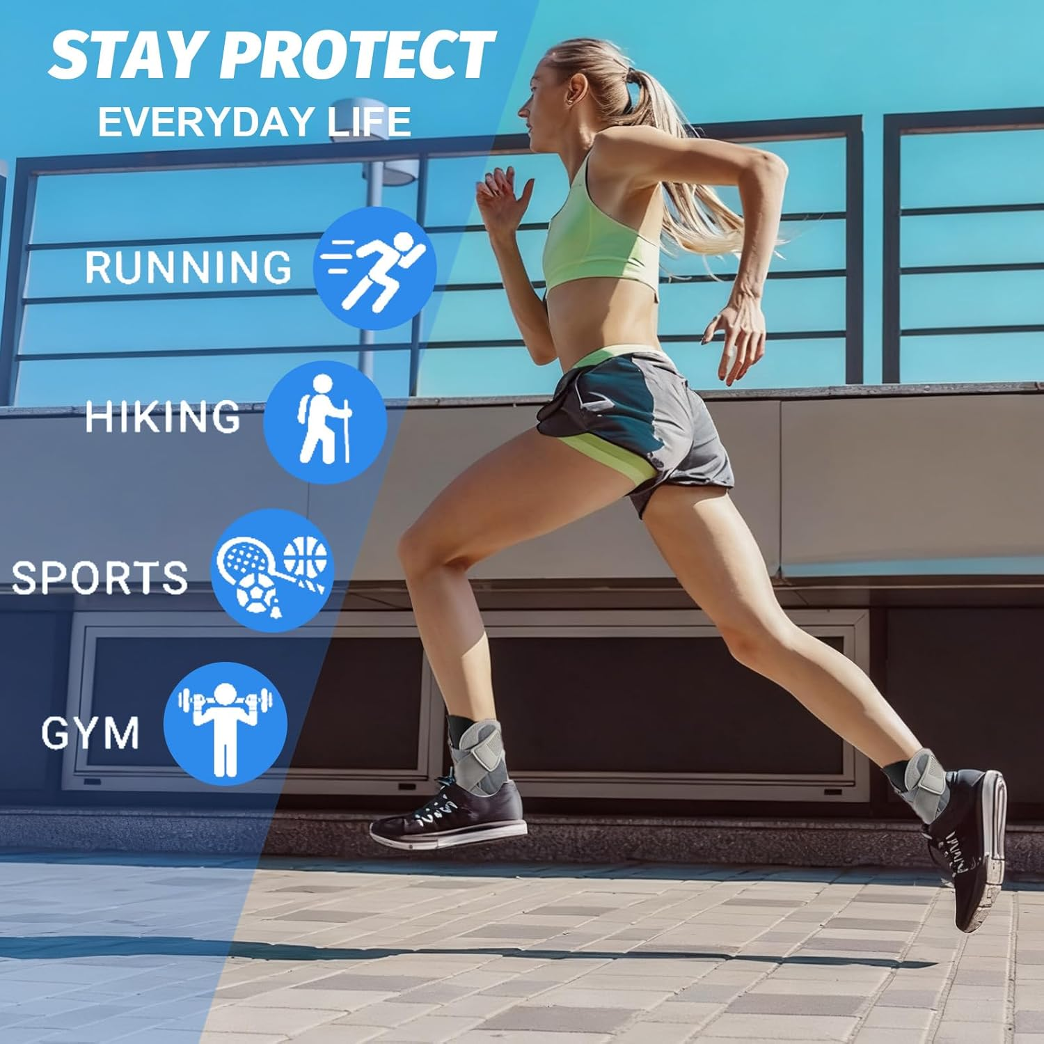 Ankle Brace Support for Men & Women, Adjustable Ankle Support for Sprained Ankle, Plantar Fasciitis, Achilles & Sports Injury, Lightweight Ankle Stabilizer Straps for Recovery - 1 Piece image number 2