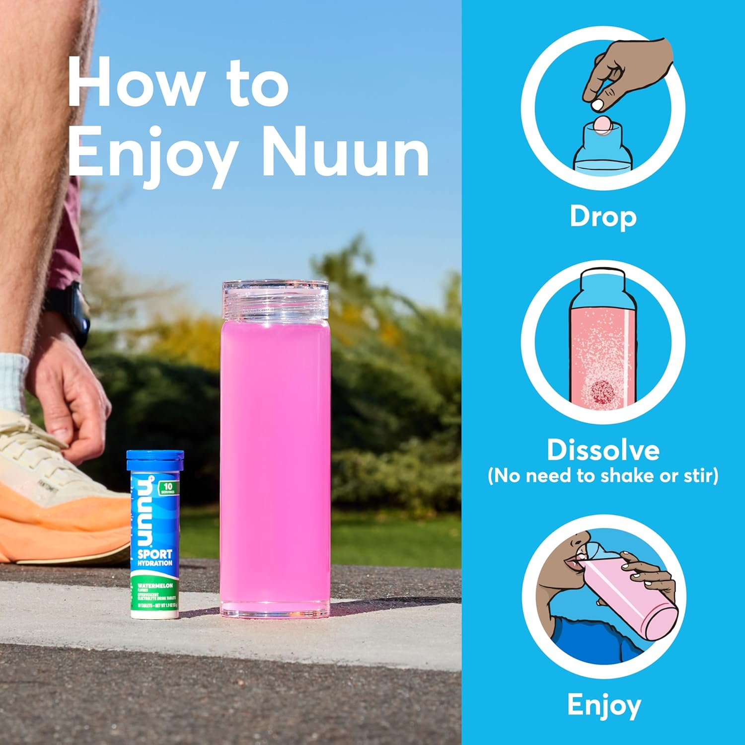 Nuun Sport + Caffeine: Electrolyte-Rich Sports Drink Tablets with Caffeine, Cherry Limeade, Box of 8 Tubes (80 Servings), Sports Drink for Replenishment of Essential Electrolytes Lost through Sweat image number 5