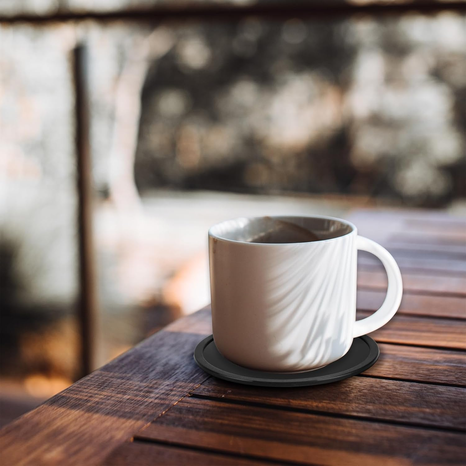 3 Pcs Silicone Coasters for Drinks, Black round Mugs Coasters Pads Mats, Protect Furniture from Scratch & Water Marks, Non Slip, for Coffee Beer Glass Home Bar - 3 Black Coasters image number 2