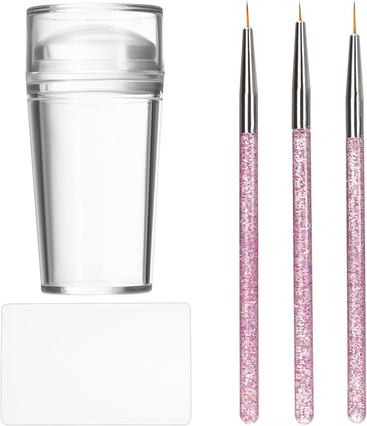 Nail Stamp Clear Silicone French Nails Stamp French Nail Art Stamper Kit Nail Stamper Nail Stamp with Scraper Nail Brush for French Manicure Home DIY Nail 5 Pieces image number 6