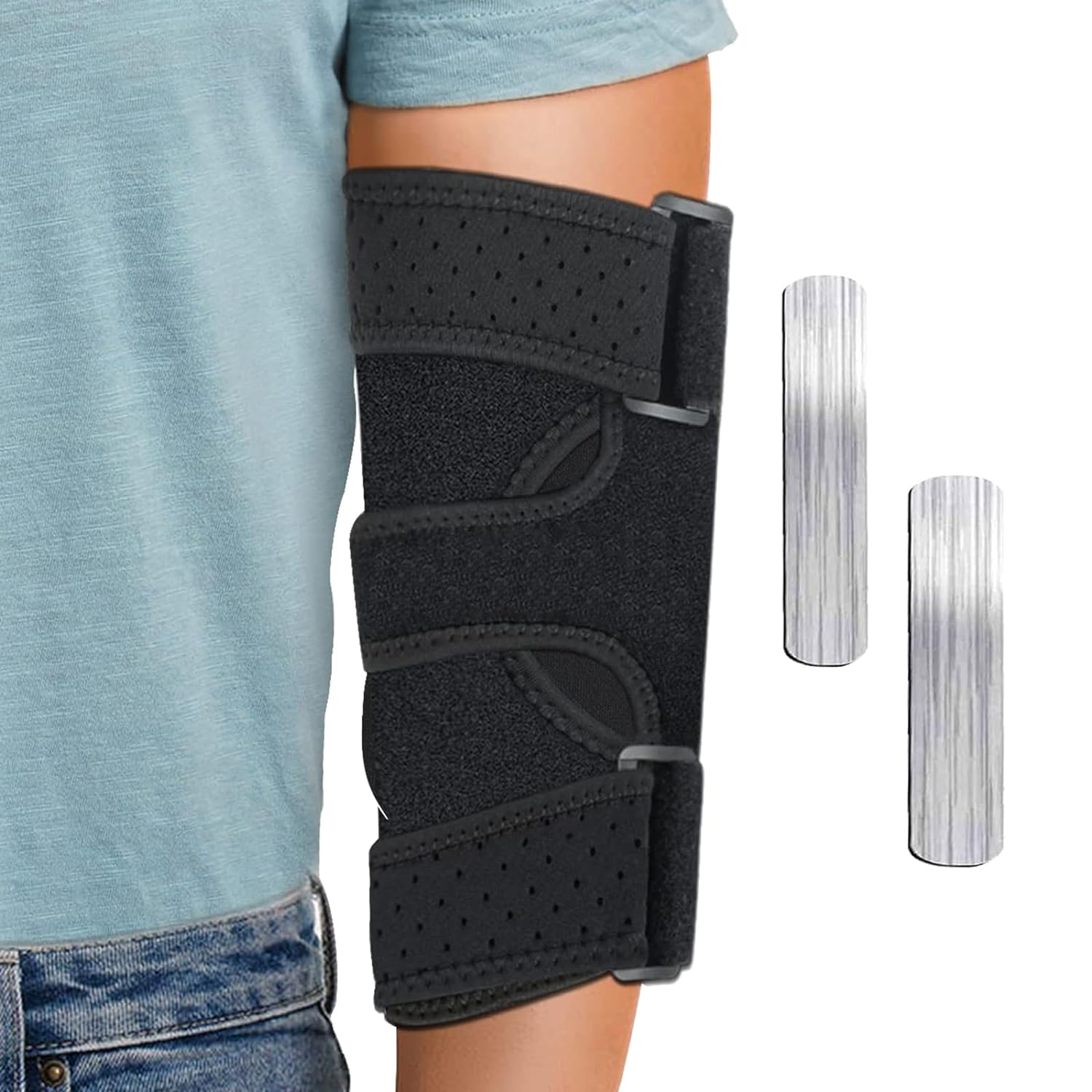 Elbow Brace,Comfortable Night Elbow Sleep Support,Elbow Splint, Adjustable Stabilizer with 2 Removable Metal Splints for Cubital Tunnel Syndrome,Tendonitis,Ulnar Nerve,Tennis,Fits for Men and Women image number 1
