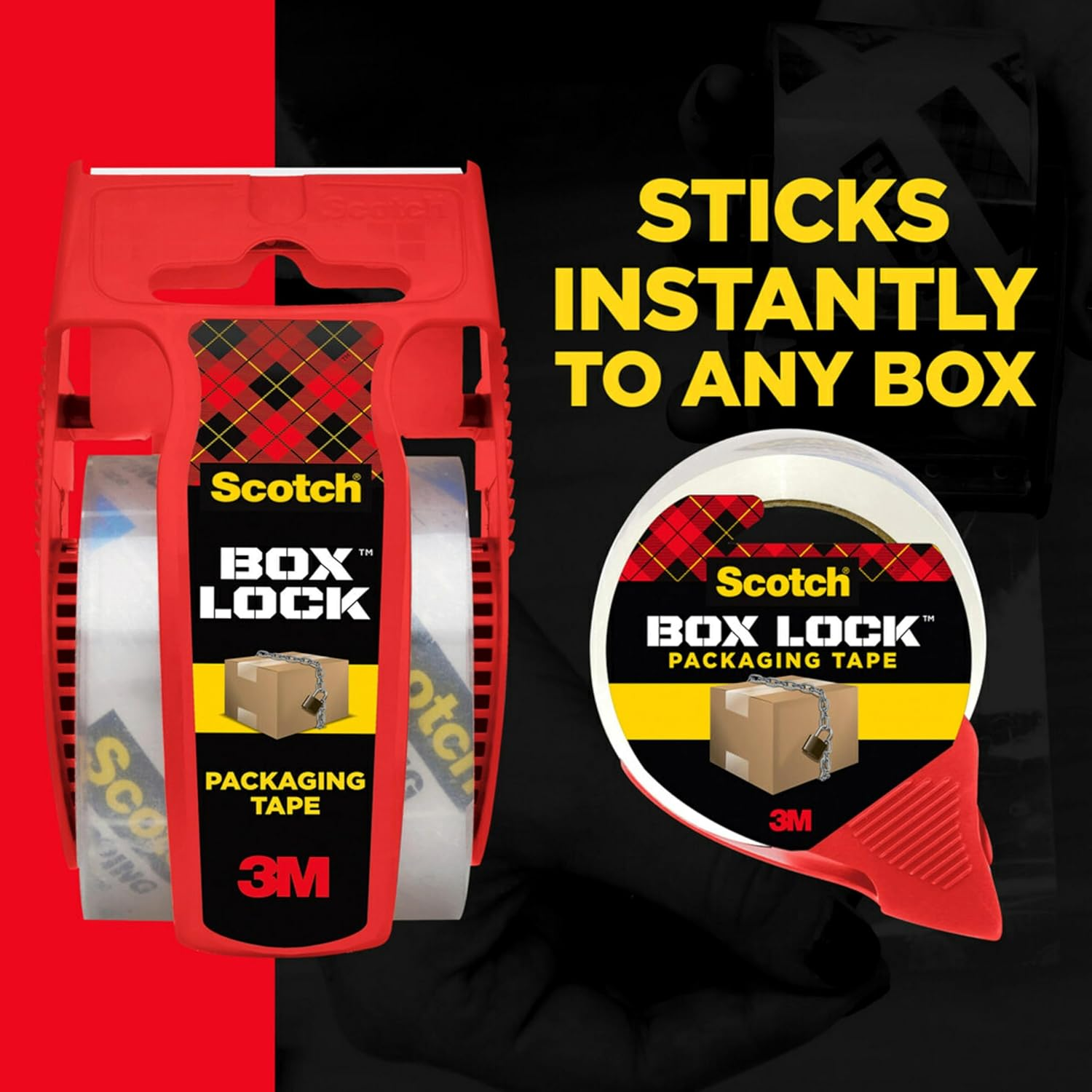 Scotch Box Lock Packaging Tape, 6 Rolls, 50M, Extreme Grip Packing, Shipping and Mailing Tape, Sticks Instantly to Any Box, 3950