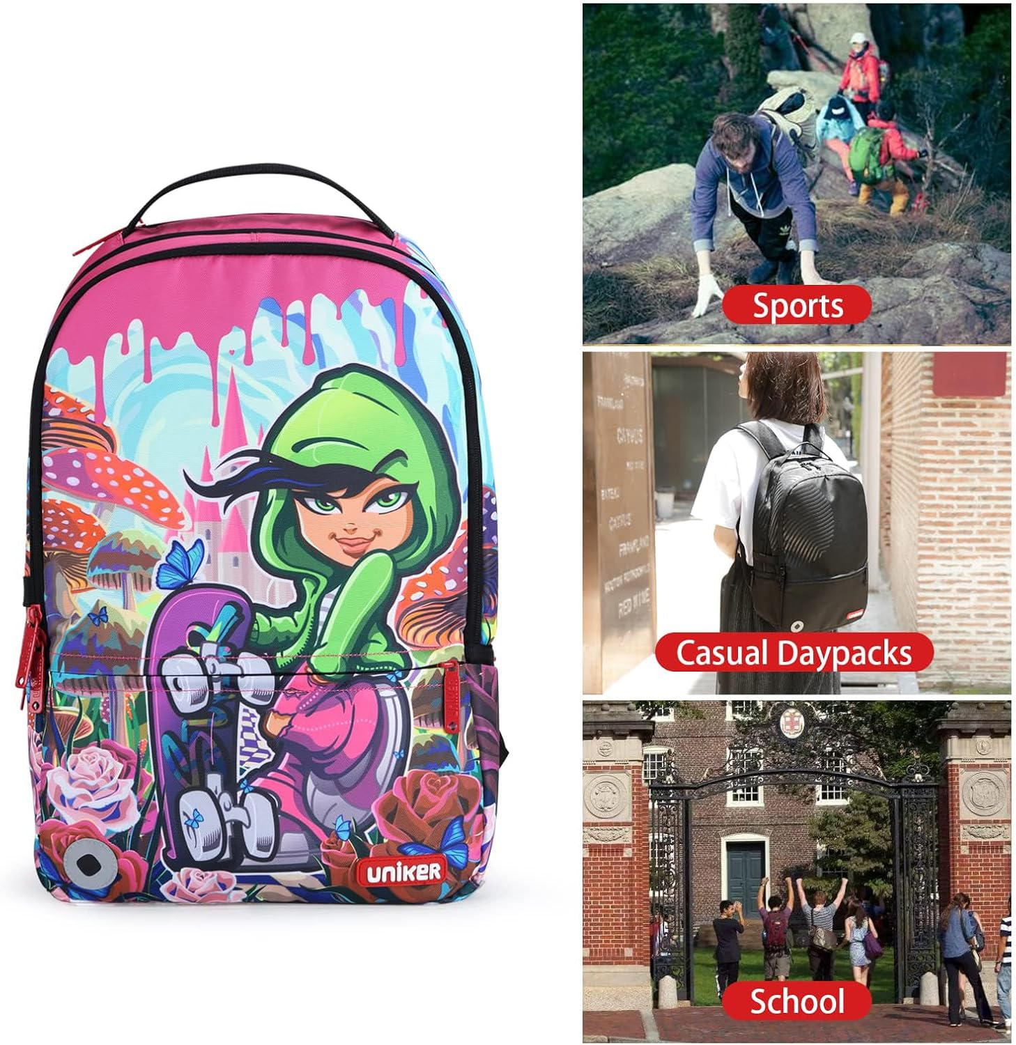 UNIKER Laptop Backpack with USB Port,Graffiti Backpack for Work,Space School Backpack,Designer Laptop Backpack for 15.6 Inch image number 1