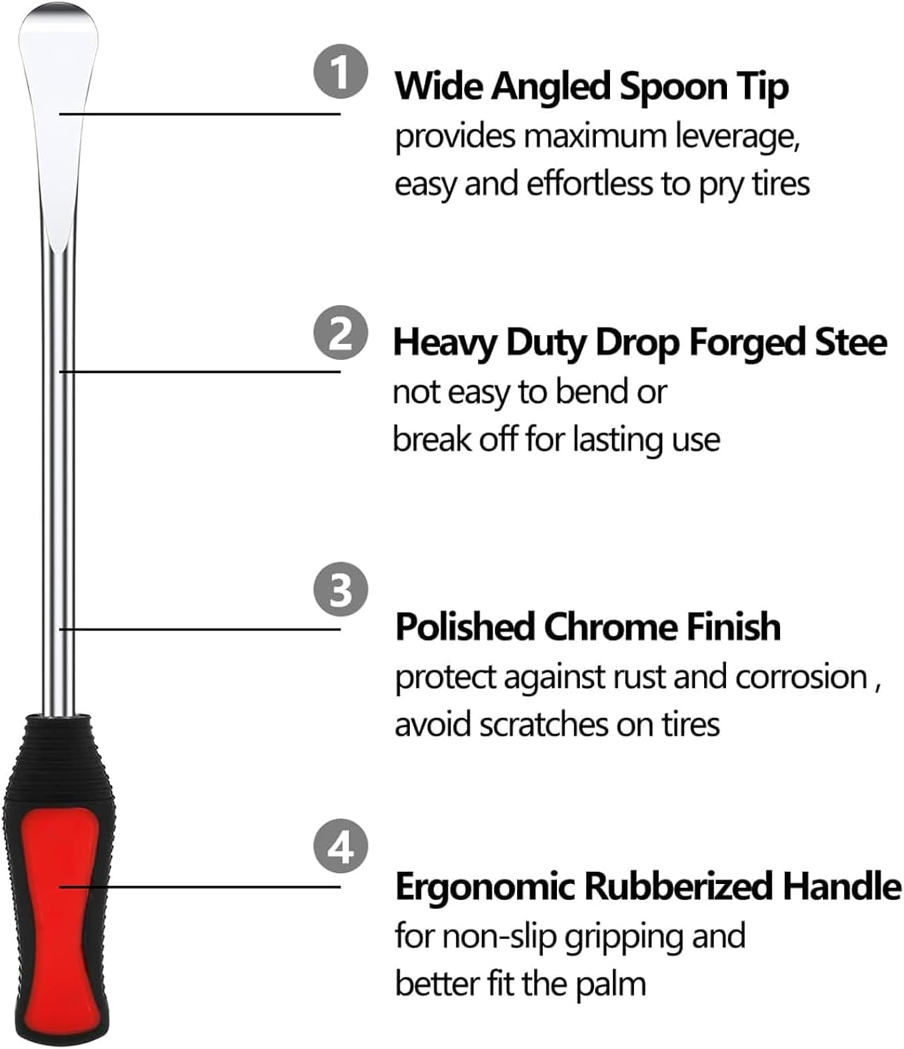 Steel Tire Spoons Tool Set, 25 Pcs Motorcycle Professional Tire Changing Kit with 3 Tire Spoons, 6 Valve Cores, 2 Wrenches, 3 Rim Cover, 10 Valve Caps, 1 Removal Tool for Tires Changing image number 1