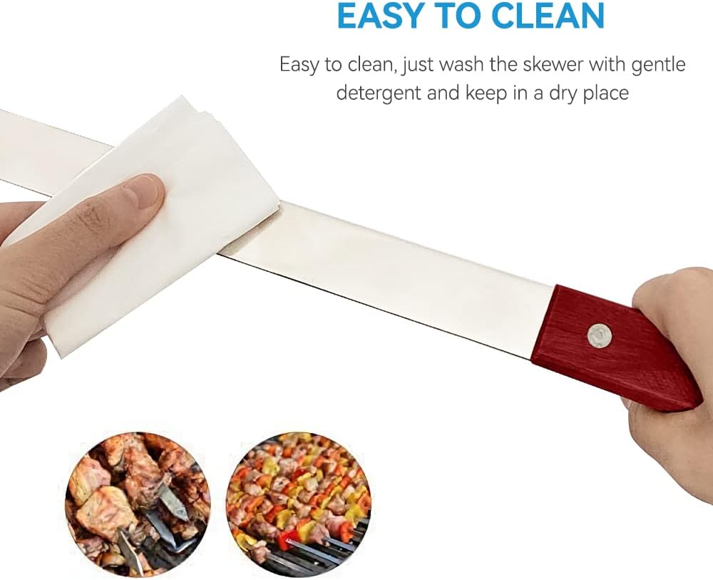 8Pcs Stainless Steel Flat Kebab Skewers, 24 Inch Turkish Adana Skewers for BBQ Grill Accessories image number 1