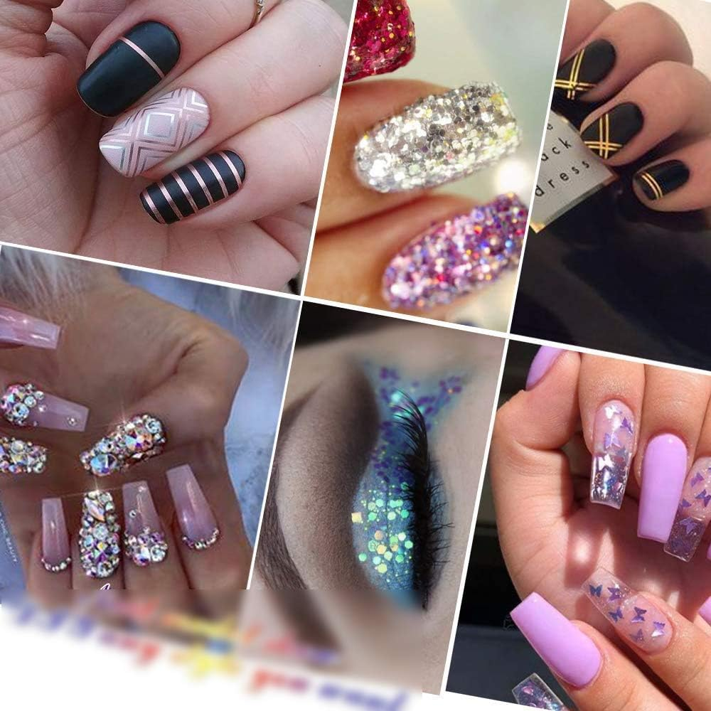 6Packs Butterfly Sequins with Nail Art Tools Nail Clippers Sets Nail Polish Tool Multi Color Sequins with Nail