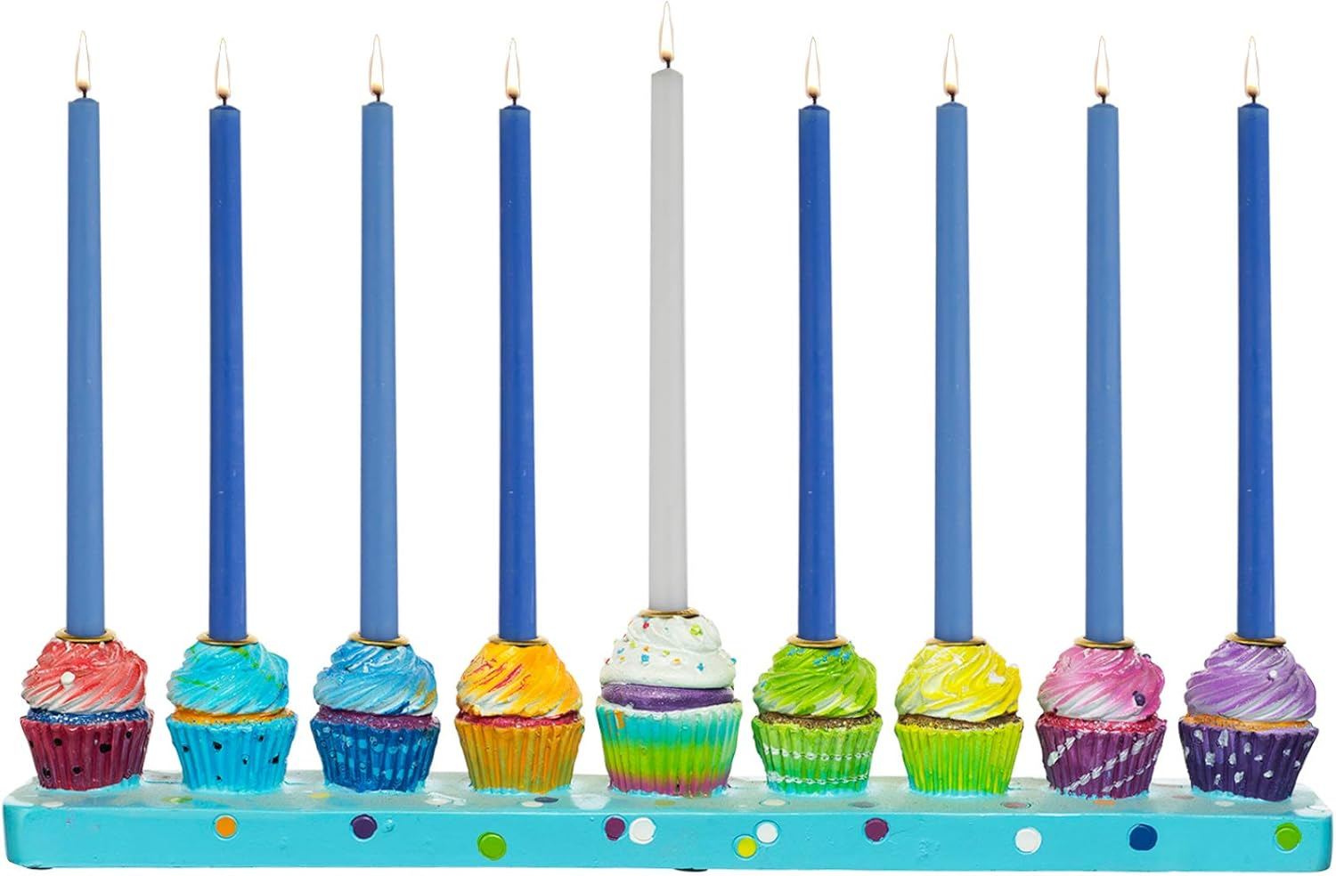 Rite Lite Hand Painted Resin Cupcakes Menorah image number 1