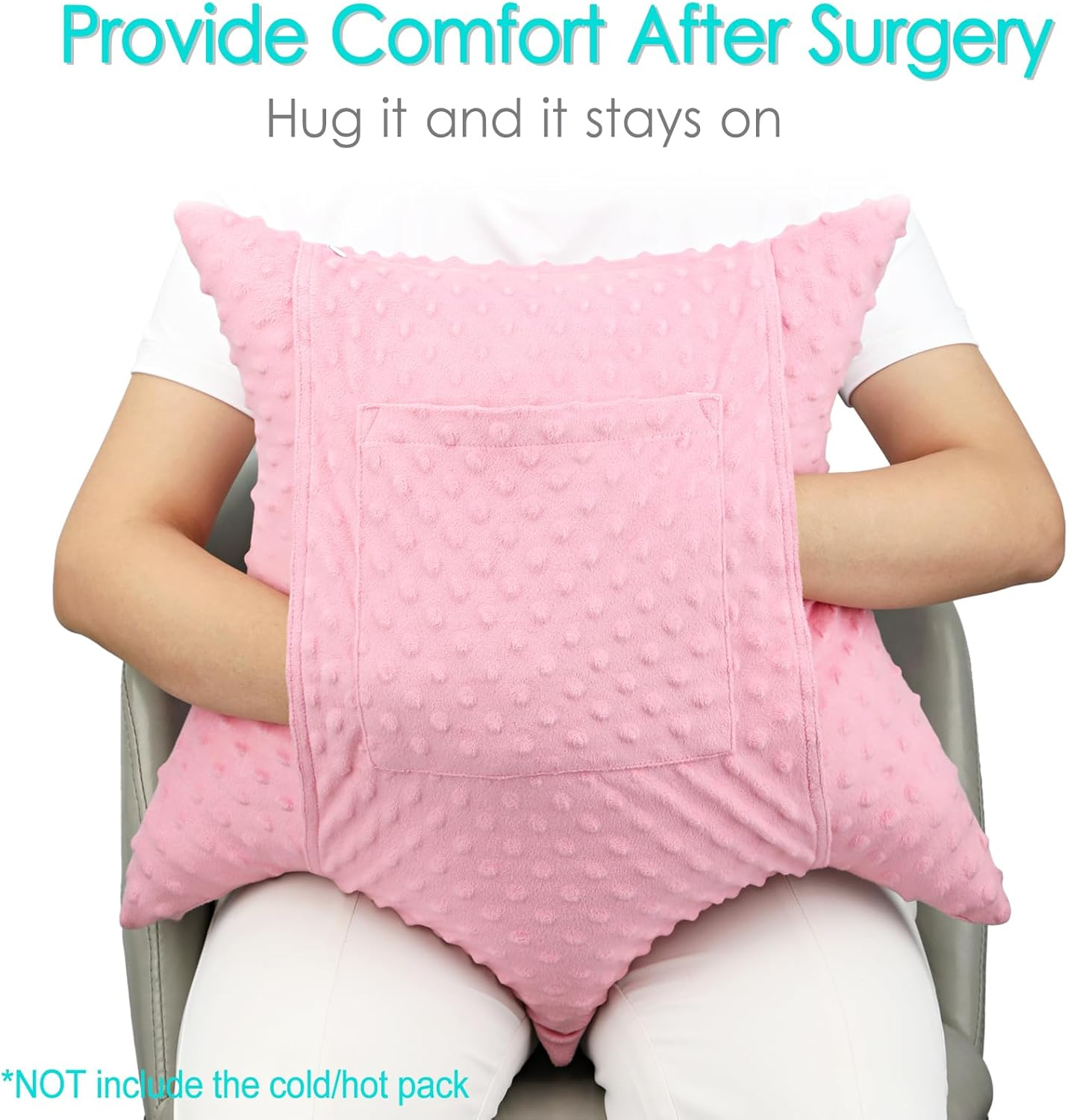Star Shape Hysterectomy Recovery Pillowy for Hysterectomy Recovery Must Haves with 2 Pockets Products Gifts Tummy Tuck Abdominal Surgery Cushion, Minky Dot Coral image number 3