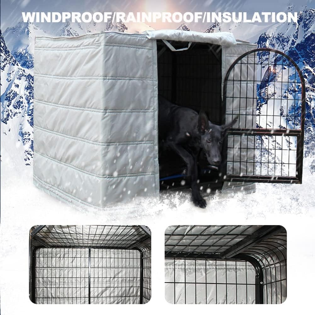 Dog Kennel Covers for Cold Weather Dog Crate Cover Insulated Winter Waterproof Soundproof for Wire Crates (Oxford Cloth+Cotton) Heavy Duty Cage Cover for Keep Pet Warm image number 4