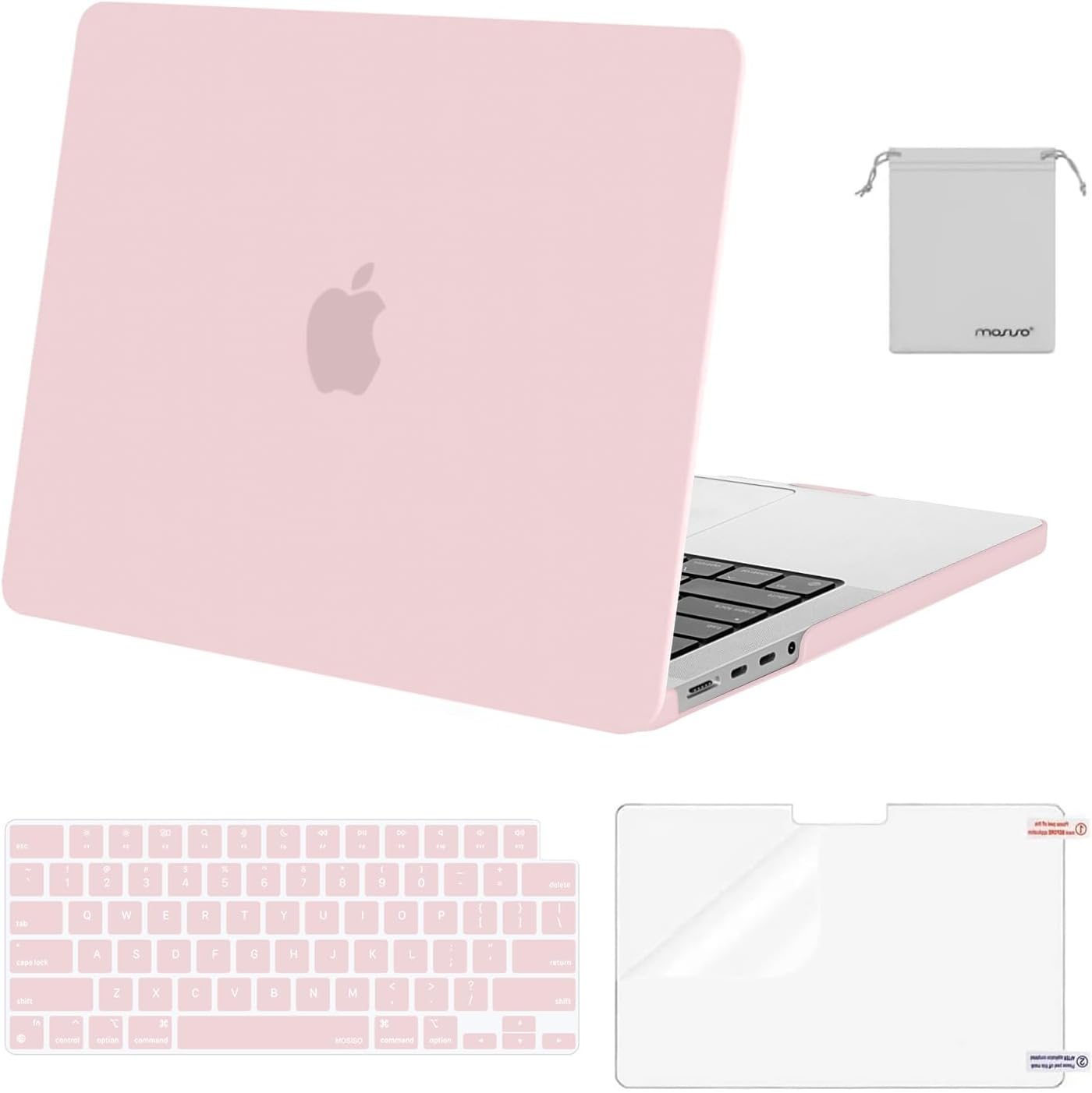 MOSISO Compatible with Macbook Pro 14 Inch Case 2025-2021 M5 M4 M3 M2 M1 A3434 A3112 A3185 A3401 A2992 A2918 A2779 A2442 Pro Max, Plastic Case&Keyboard Cover&Screen Protector&Storage Bag, Rose Quartz