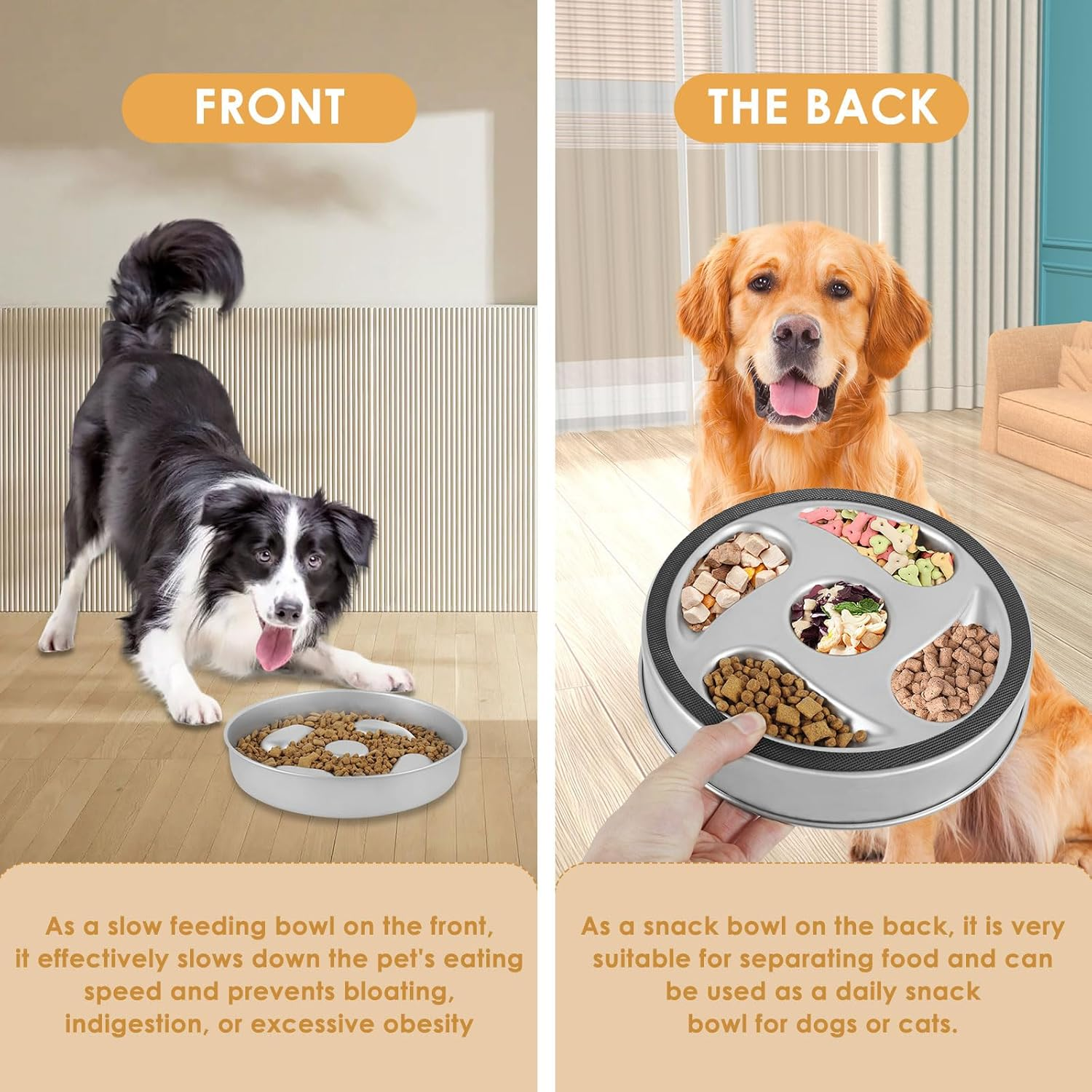 Pet Slow Food Bowl,Pet Slow Feeder,Slow Feeder Bowl,Stainless Steel Dog Slow Feeder Bowl,1000Ml Large Capacity Dog Slow Feeding Bowl,Slow Eating Puzzle Dog Food Bowls for Dogs Cats image number 5