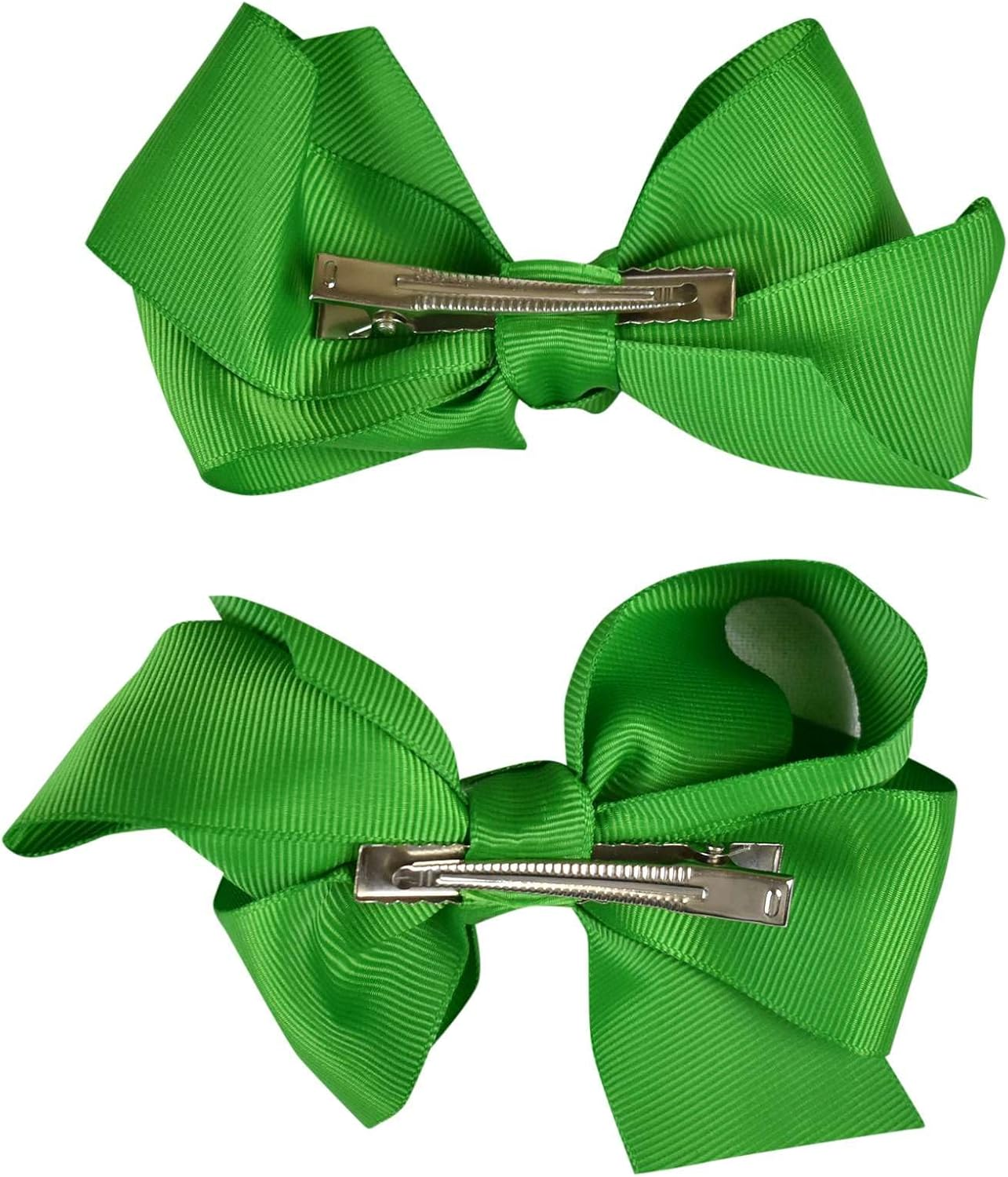 NYFASHION101 Toddlers' Girls' Smooth Grosgrain Ribbon Bow Alligator Clip, Kelly Green image number 1