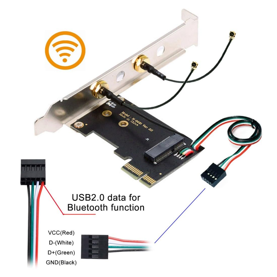 Chenyang PCI-E X1 to NGFF A+E/E-Key Wireless Network Card PCI Express Expansion Card Adapter with Dual Antenna for Wifi5 Wifi6 Wifi6E,Bluetooth 5.3(USB Port),Supports Windows 11/10 image number 6