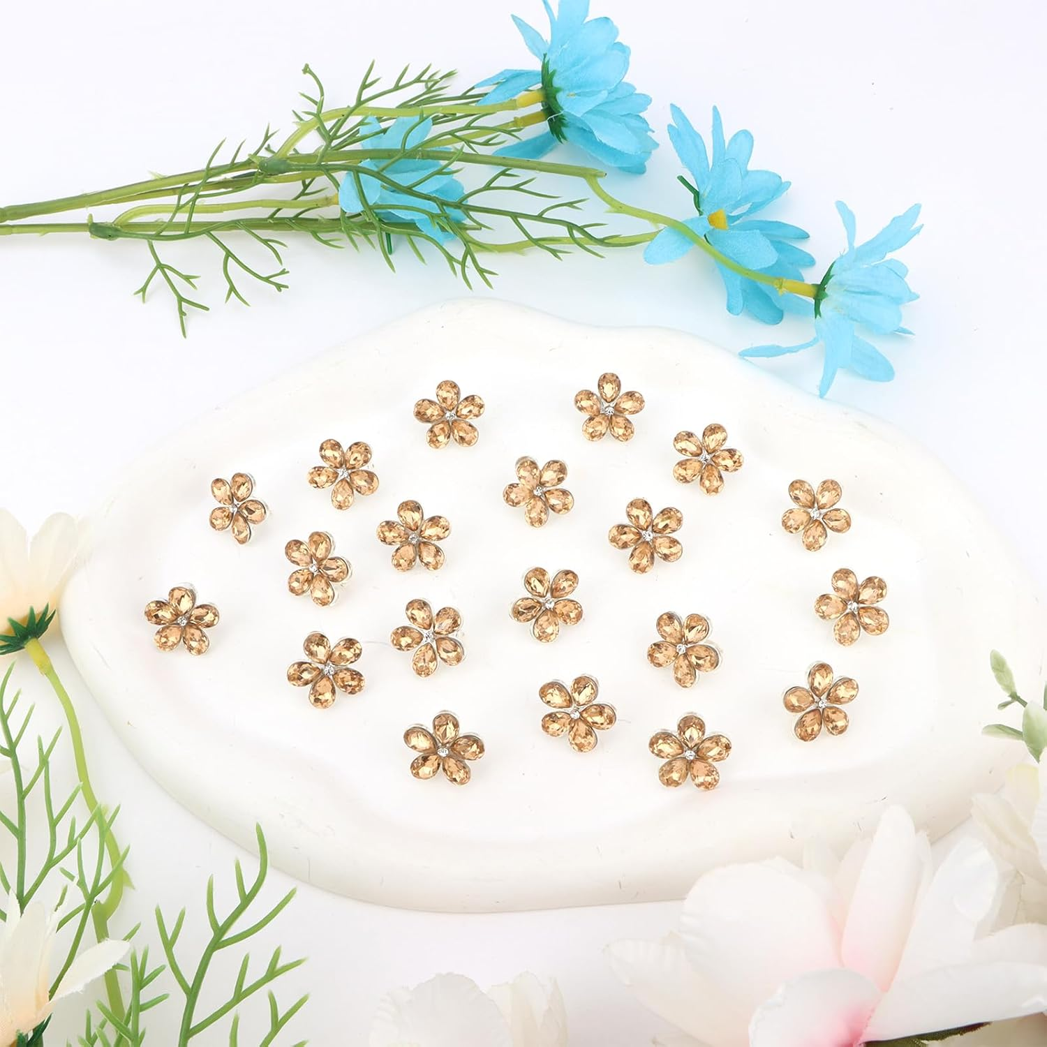 Bumlofa Golden Hair Clip Flower Set: 20 Pieces Small Hair Clips for Party, Braids & Hairstyles - Shiny Hair Accessories image number 2