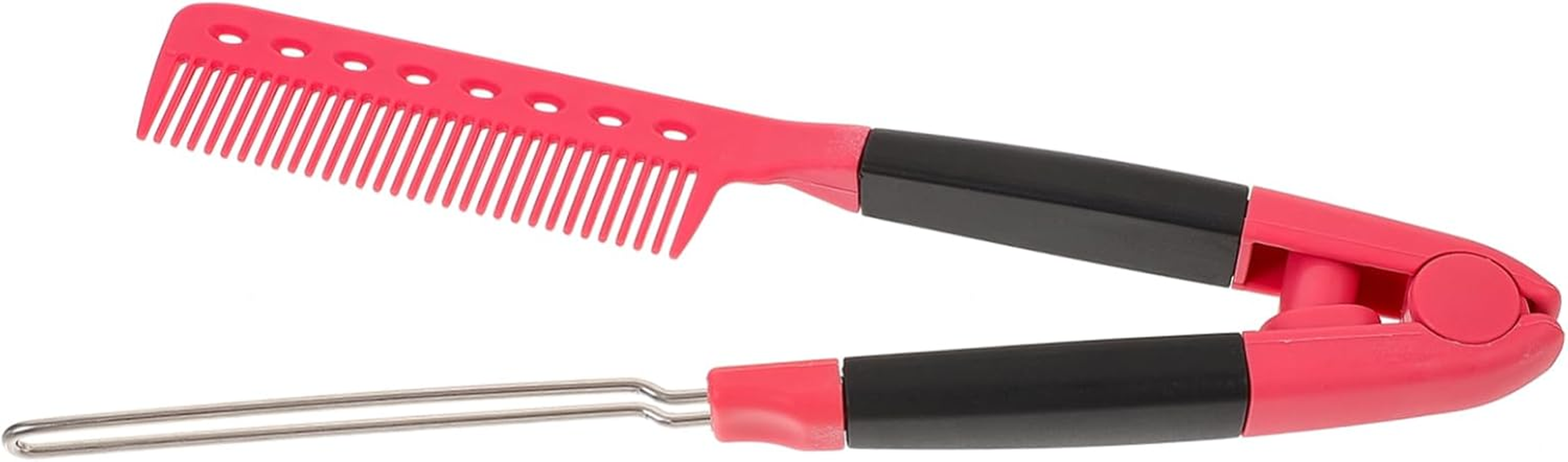 GANAZONO Professional Hair Straightener Comb Shaped Salon Styling Tool for Women Smooth Close Teeth Design for Hair Portable Elegant Rose Red for Home and Travel Use image number 2