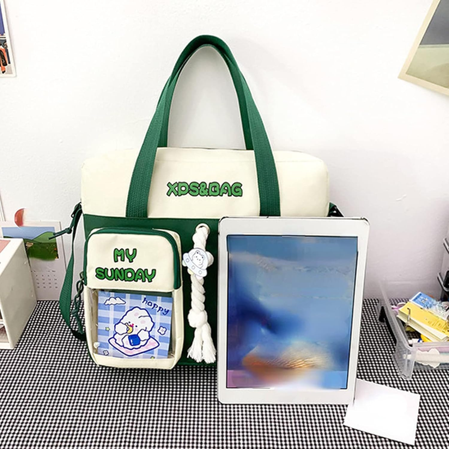 Aobiono Kawaii Backpack with Cute Pins Anime Japanese Ita Bag Aesthetic Handbag Shoulder Tote Messenger Crossbody JK Uniform image number 4