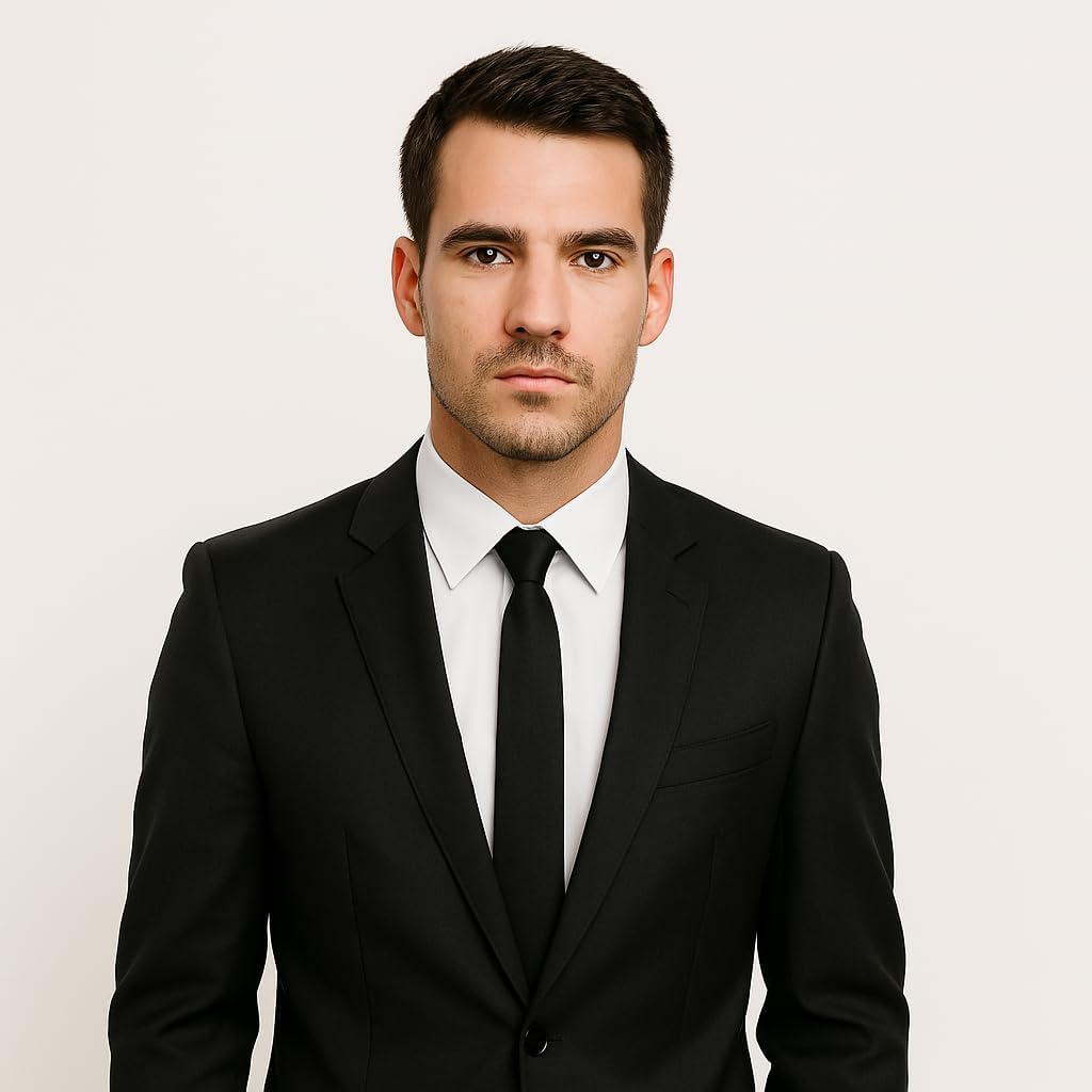 Max & Miller Mens Black Slim Skinny Wool Tie Necktie Wedding Present image number 4