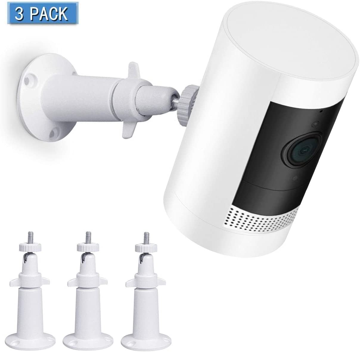 HOLACA Metal Wall Mount for Arlo Pro/Arlo Pro 2/ Arlo Pro 3/Arlo Ultra Adjustable Security Camera Bracket for Ring Stick up Cam, Eufycam 2/2C/E Camera (White, 3Pack)