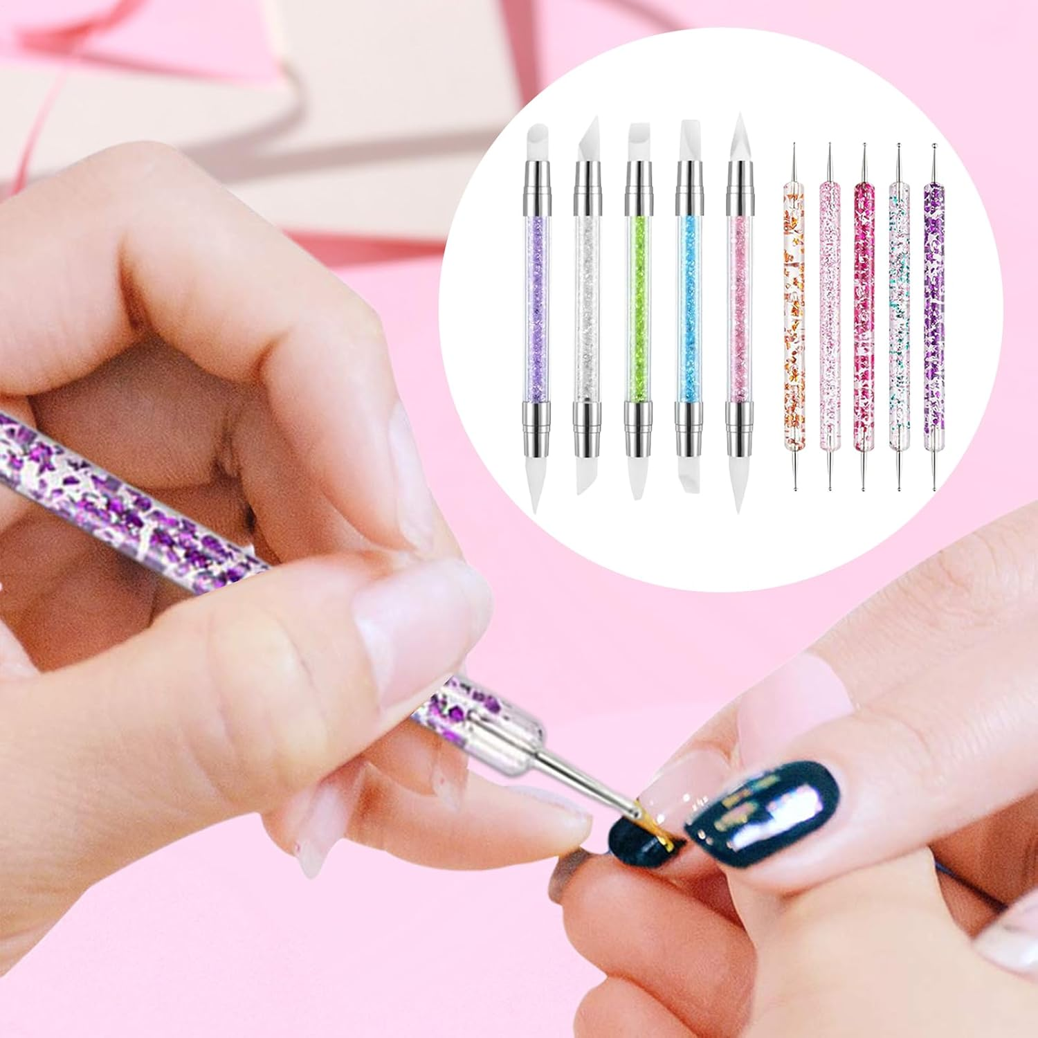 Sculpting Tools for Nails - Double Tipped Sculpting Gel Tools for Nail,Multifunctional Fingernail Carving Aid for Traveling Home School Business Trip image number 4