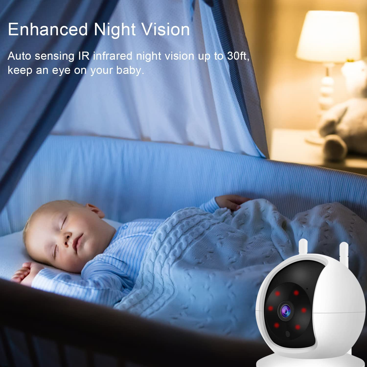 [Auto Tracking] Home Security Camera Wifi, GENBOLT Indoor Baby Monitor Surveillance Camera with Humanoid Detection, Nanny Pet Cam with Auto Cruise,1080P Loop Recording with Audio Baby Cry Alarm (2024)