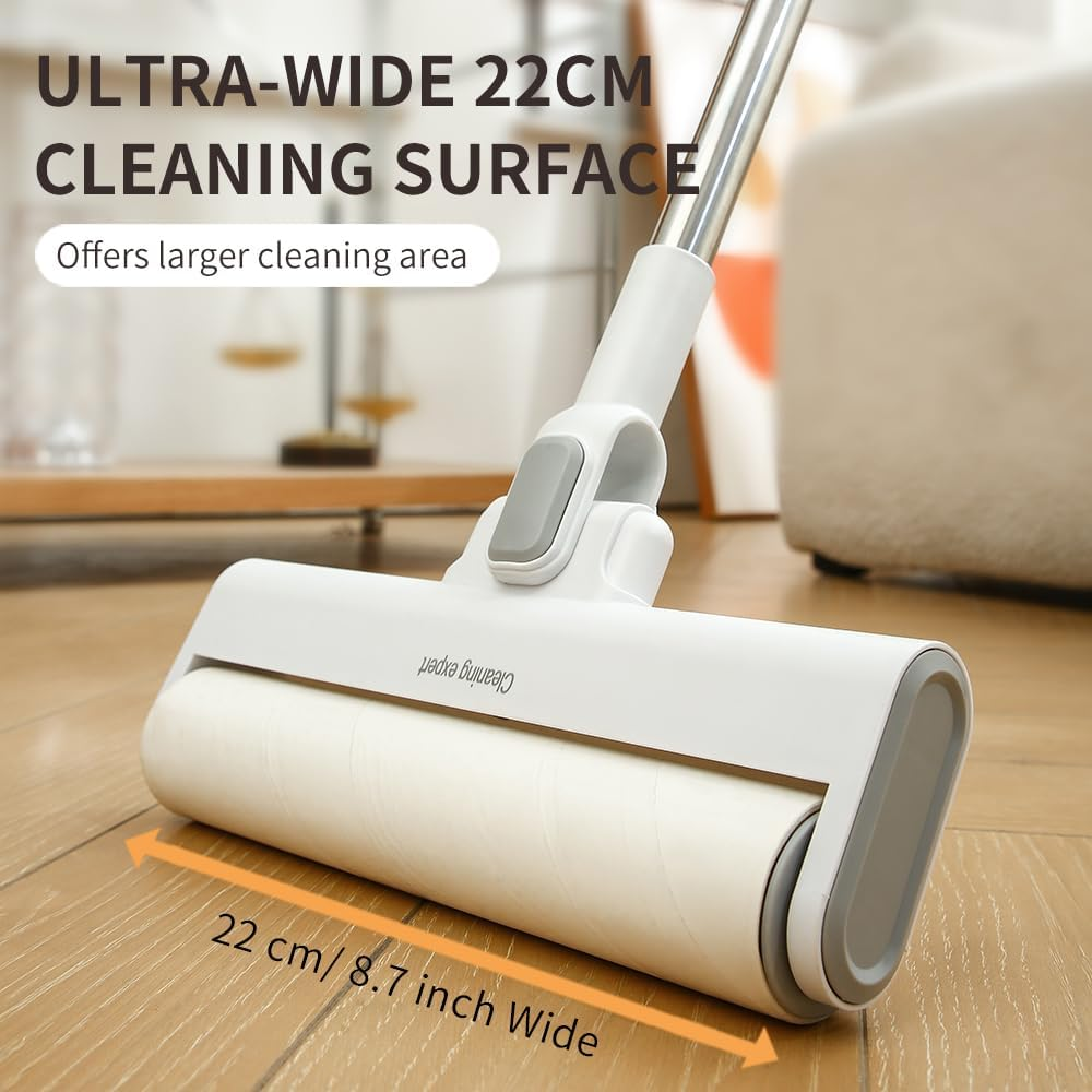 Lint Roller Extra Long Pet Hair Remover Kit with 5 Refills, 175 Sheets, Sticky Roller with Cover for Pet Hair Removal and Clothes Furniture Carpet Cleaning （Scalable Long Handle） image number 3