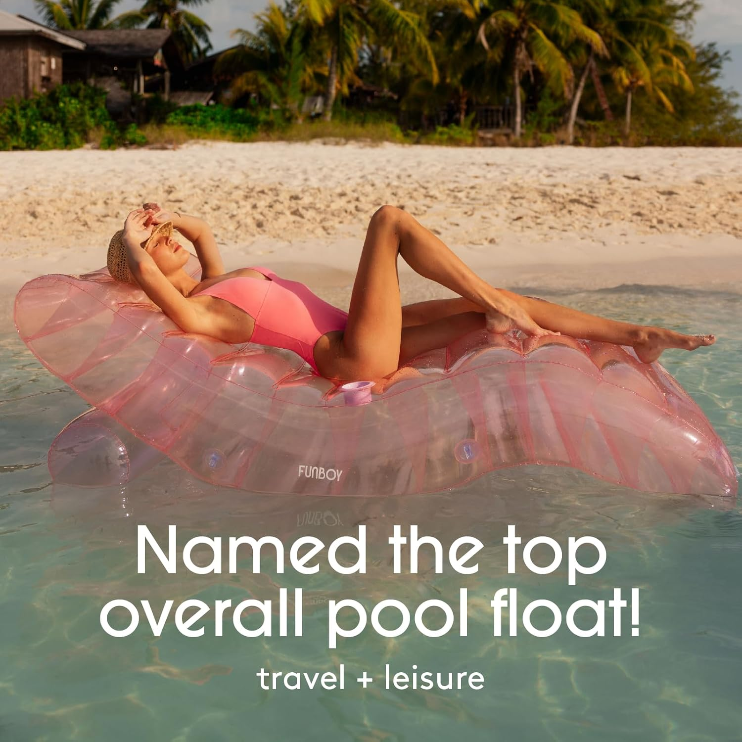 FUNBOY Giant Inflatable Luxury Clear Chaise Lounger, Chair Pool Float for Adults, Transparent Seaglass Green Material, Perfect for a Summer Pool Party image number 3