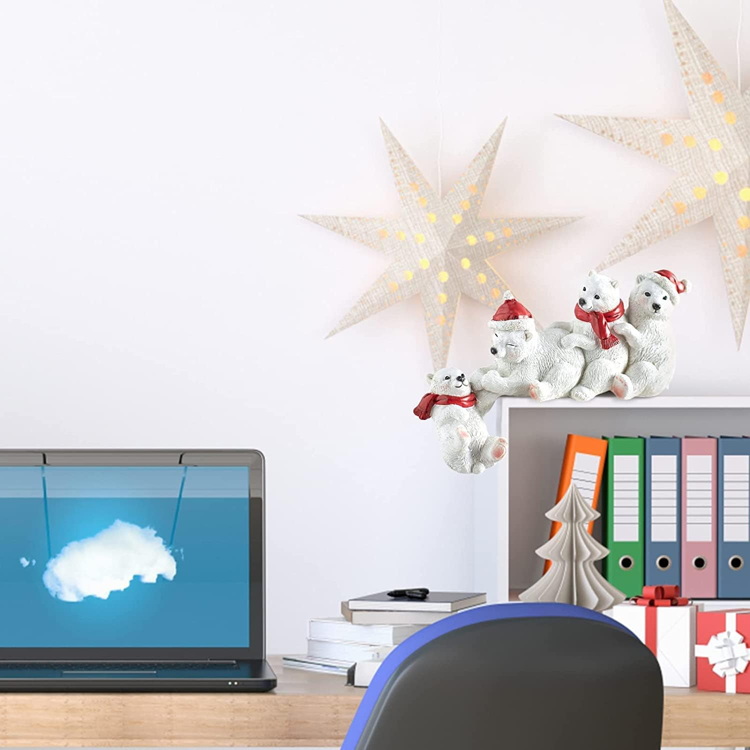 Polar Bear Christmas Decorations Table Corner Decoration,Bear Figurines Table Holiday Decor Holiday Shelf Sitters,Christmas Presents Home Xmas,Polar Bear