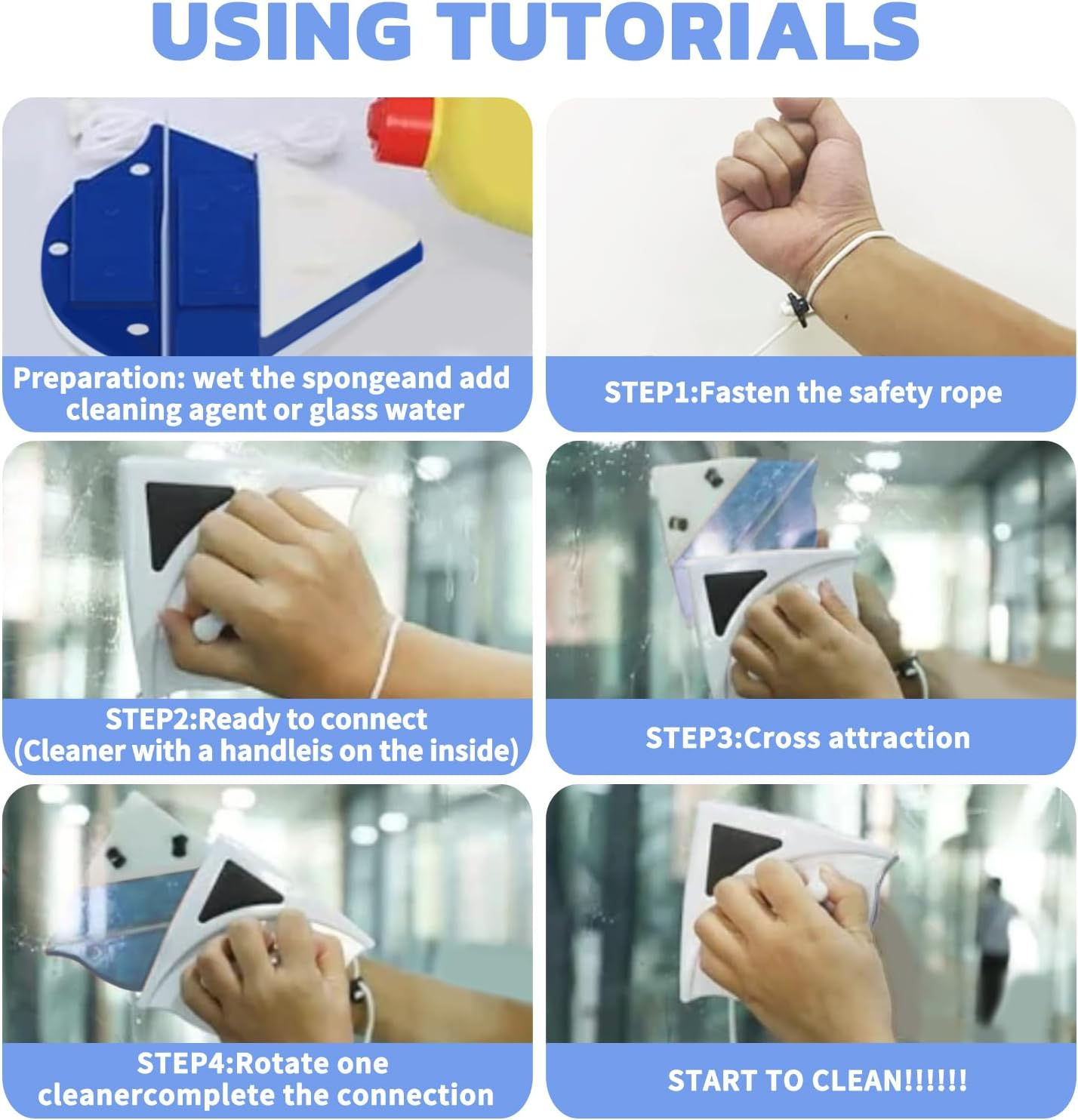 Double Sided Magnetic Window Wiper Comes with 38 Accessory Sets Glazed Window Glass Wiper Will Adjustable Magnetic Slidin Cleaning Brush Suitable for High Rise Buildings 3-8Mm Home Single Layer Glass image number 5